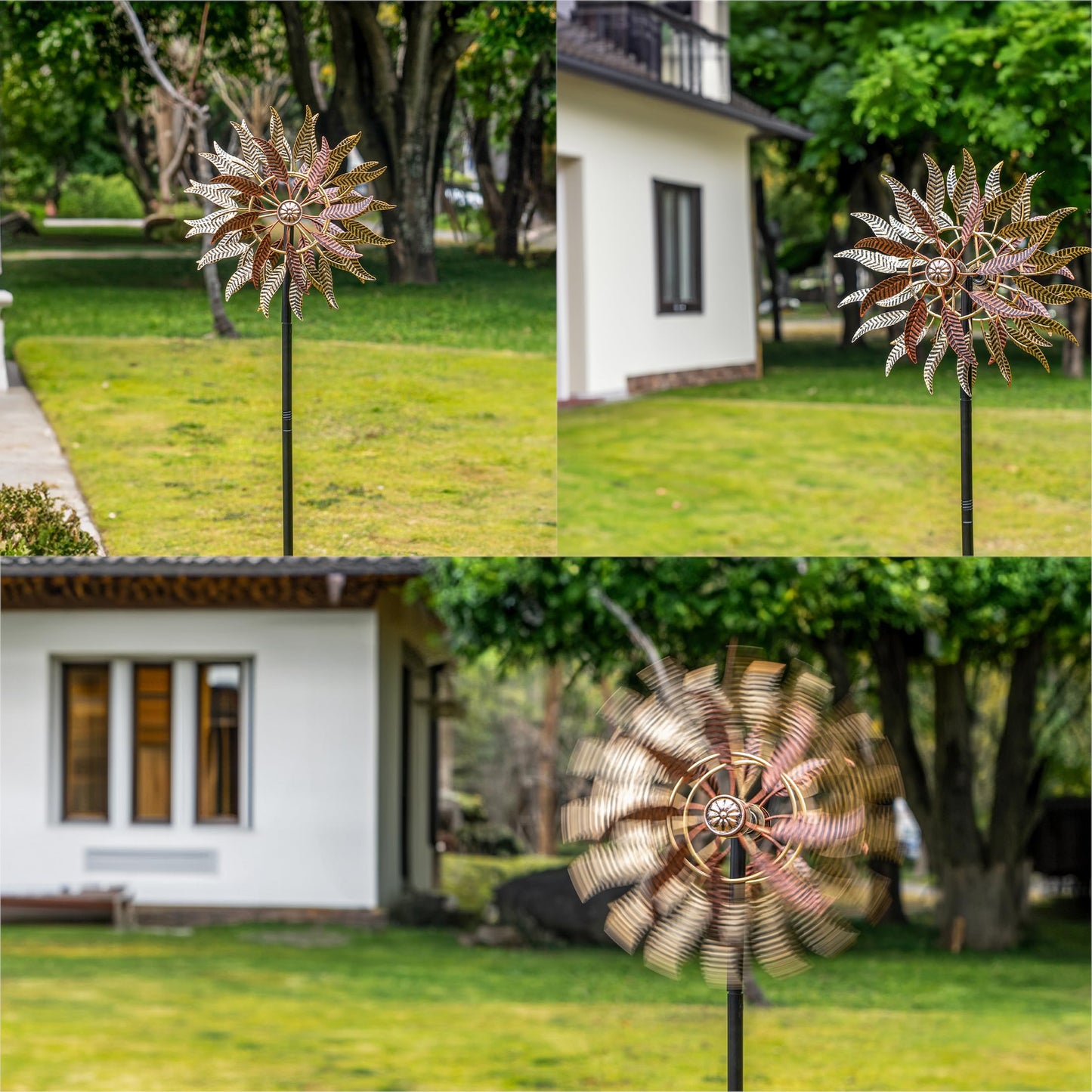 Senflame Large Outdoor Metal Wind Spinner – 360-Degree Two-Way Kinetic Yard Decor (63-inch by 13.4-inch)