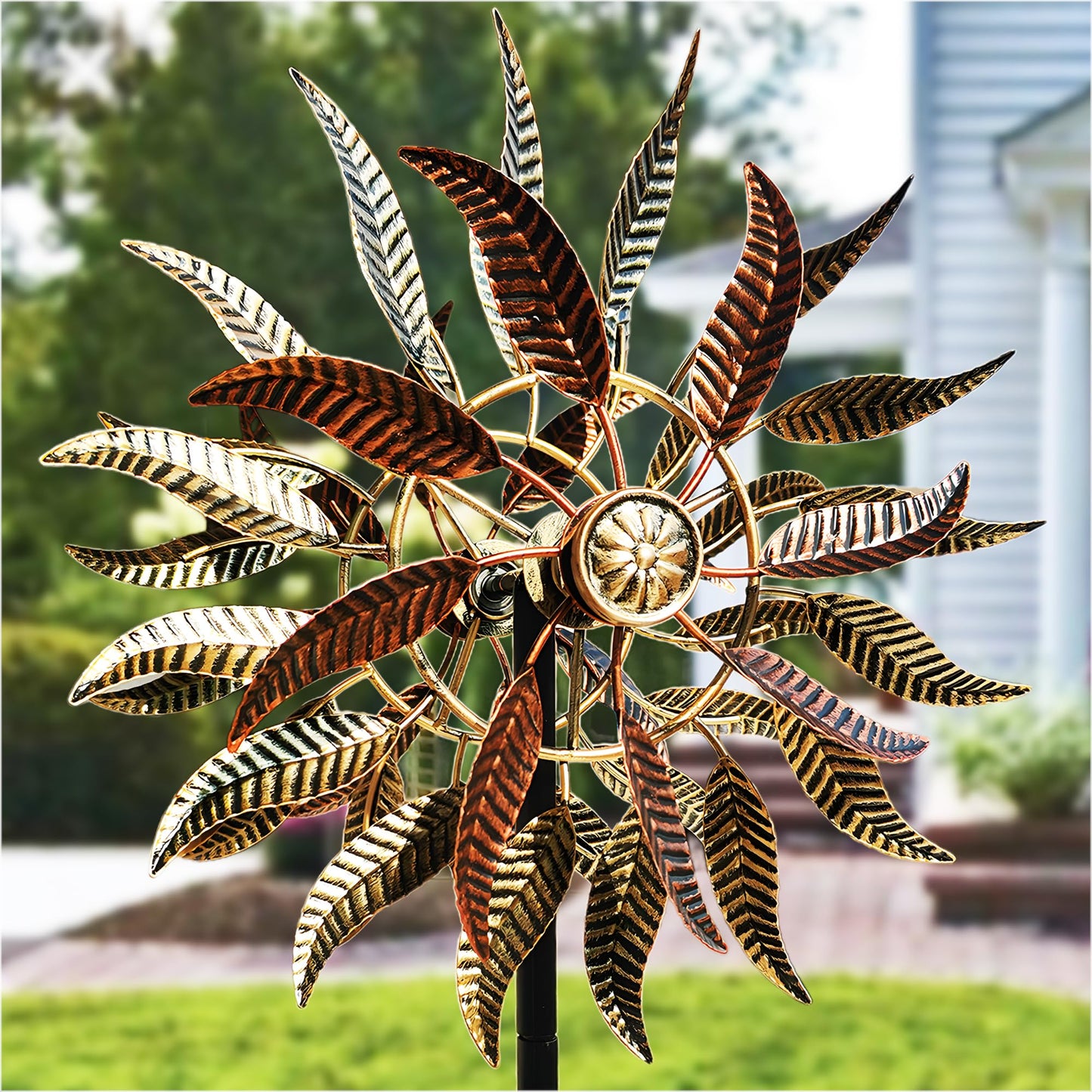 Senflame Large Outdoor Metal Wind Spinner – 360-Degree Two-Way Kinetic Yard Decor (63-inch by 13.4-inch)