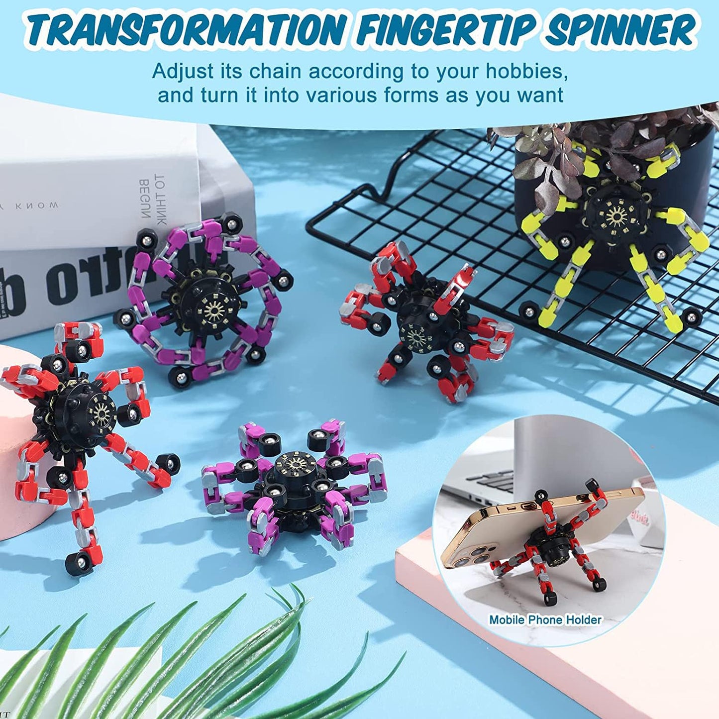 Sengtin 30pcs Random Fidget Spinners – Deformable Robot Chain Toys for Stress Relief & Focus