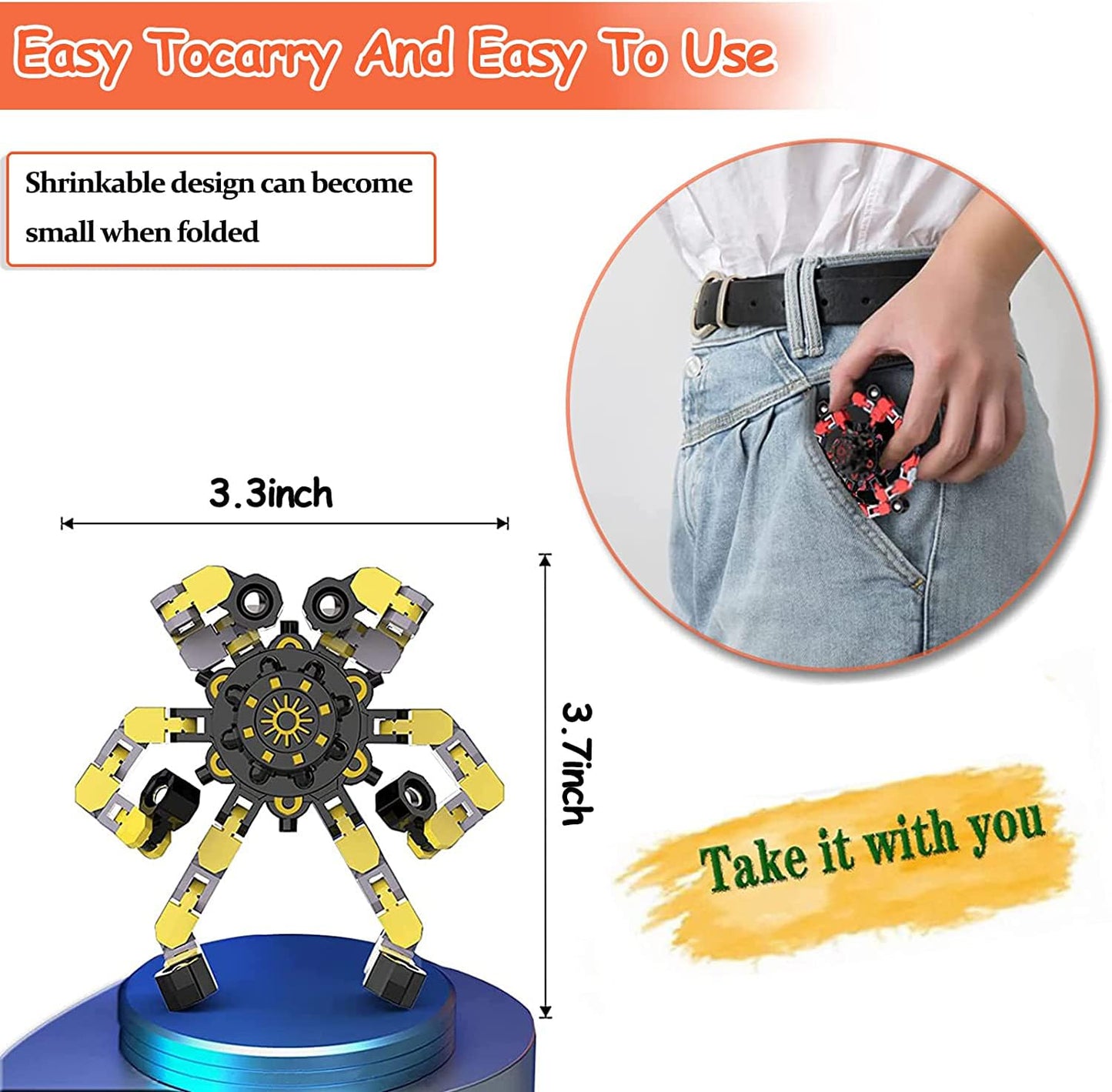 Sengtin 30pcs Random Fidget Spinners – Deformable Robot Chain Toys for Stress Relief & Focus