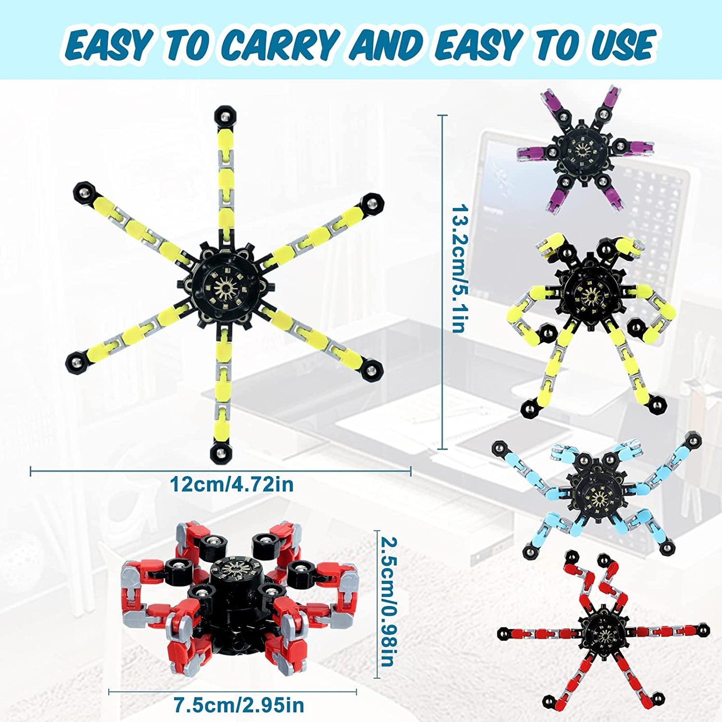 Sengtin 30pcs Random Fidget Spinners – Deformable Robot Chain Toys for Stress Relief & Focus