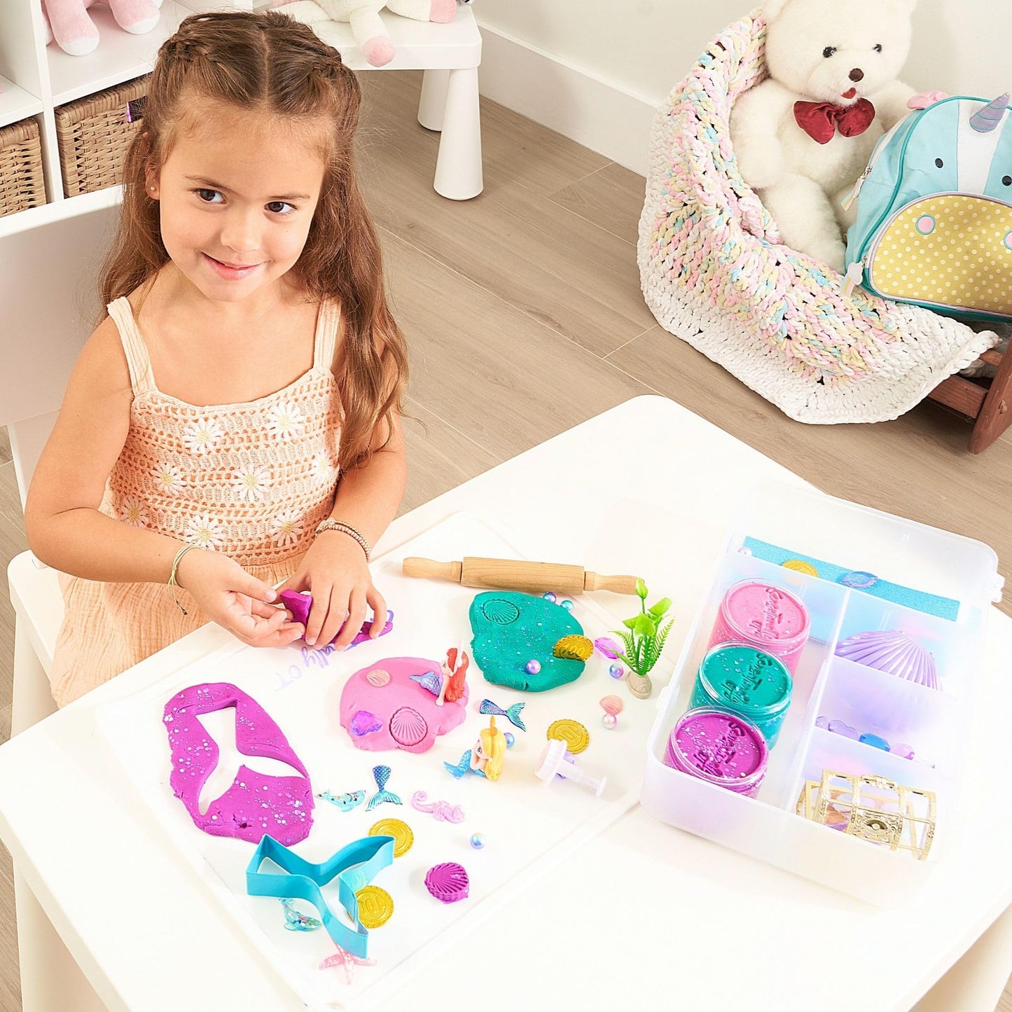 Sensationally OT Mermaid Sensory Dough Kit (3 Jars) – Non-Toxic Playdough with Tools for Kids & Toddlers