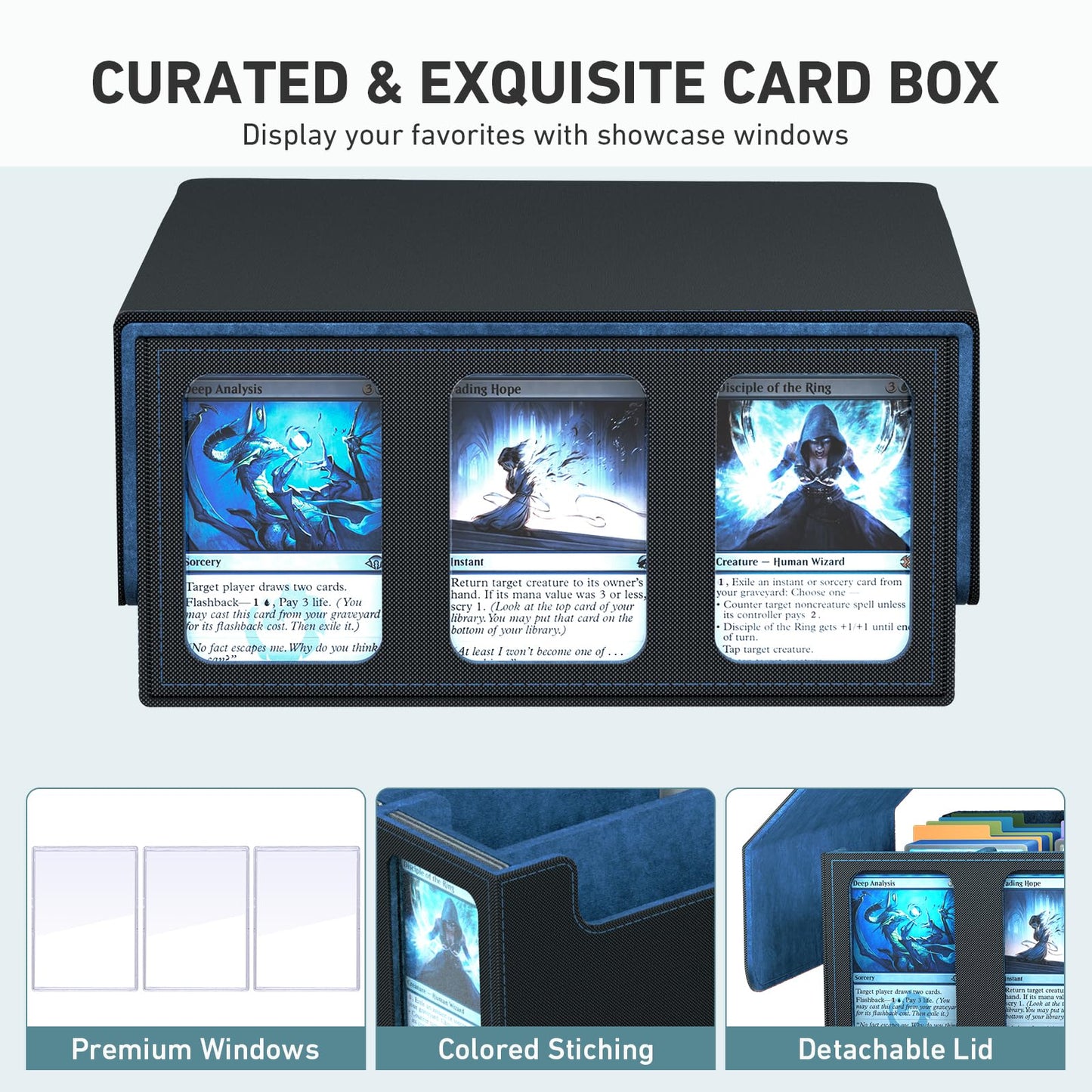 SENVINI 3-Row Trading Card Storage Box – 2400+ Card Organizer with 3 Supports & 24 Dividers
