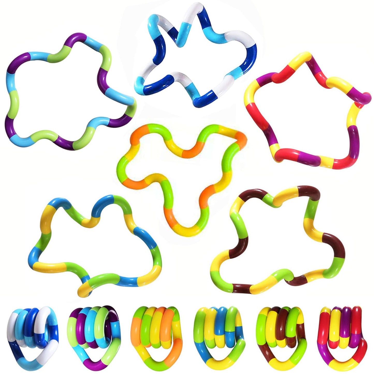Sensory Fidget Toys – 6PCS Multicolor Twist Chain Set for Relaxation, Focus & Creative Play