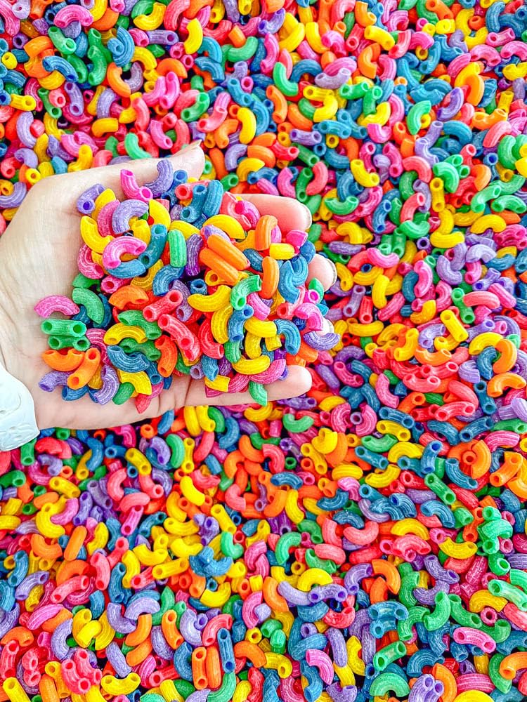 Sensory-N-Stuff Rainbow Elbow Pasta – 4 Cups Sensory Bin Filler