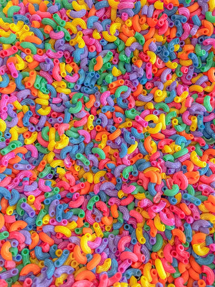 Sensory-N-Stuff Rainbow Elbow Pasta – 4 Cups Sensory Bin Filler