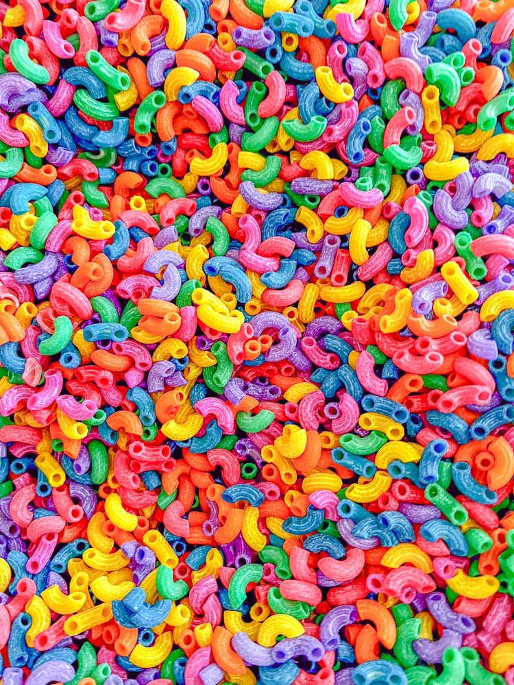 Sensory-N-Stuff Rainbow Elbow Pasta – 4 Cups Sensory Bin Filler