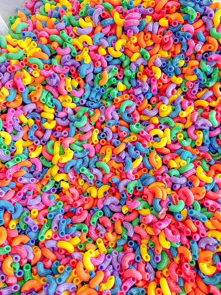 Sensory-N-Stuff Rainbow Elbow Pasta – 4 Cups Sensory Bin Filler