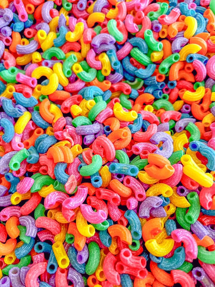 Sensory-N-Stuff Rainbow Elbow Pasta – 4 Cups Sensory Bin Filler