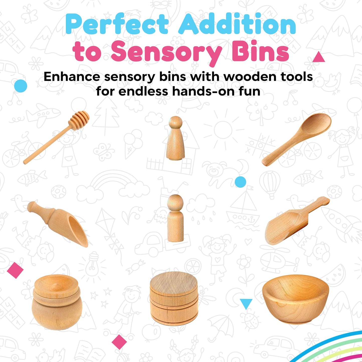 Sensory-N-Stuff Wooden Tool Set (10-Piece) – Child-Sized Montessori Sensory Toys for Fine Motor Skills