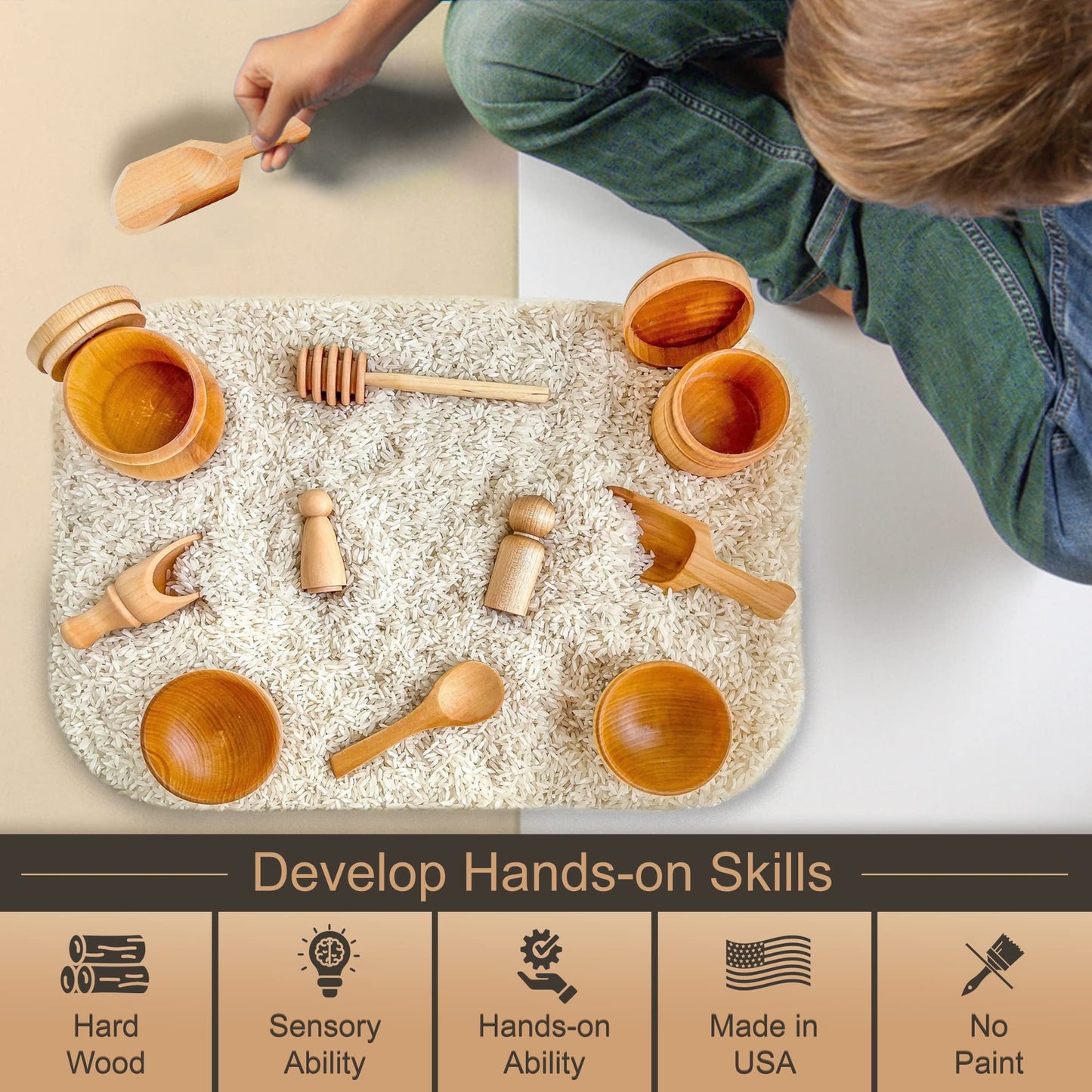 Sensory-N-Stuff Wooden Tool Set (10-Piece) – Child-Sized Montessori Sensory Toys for Fine Motor Skills