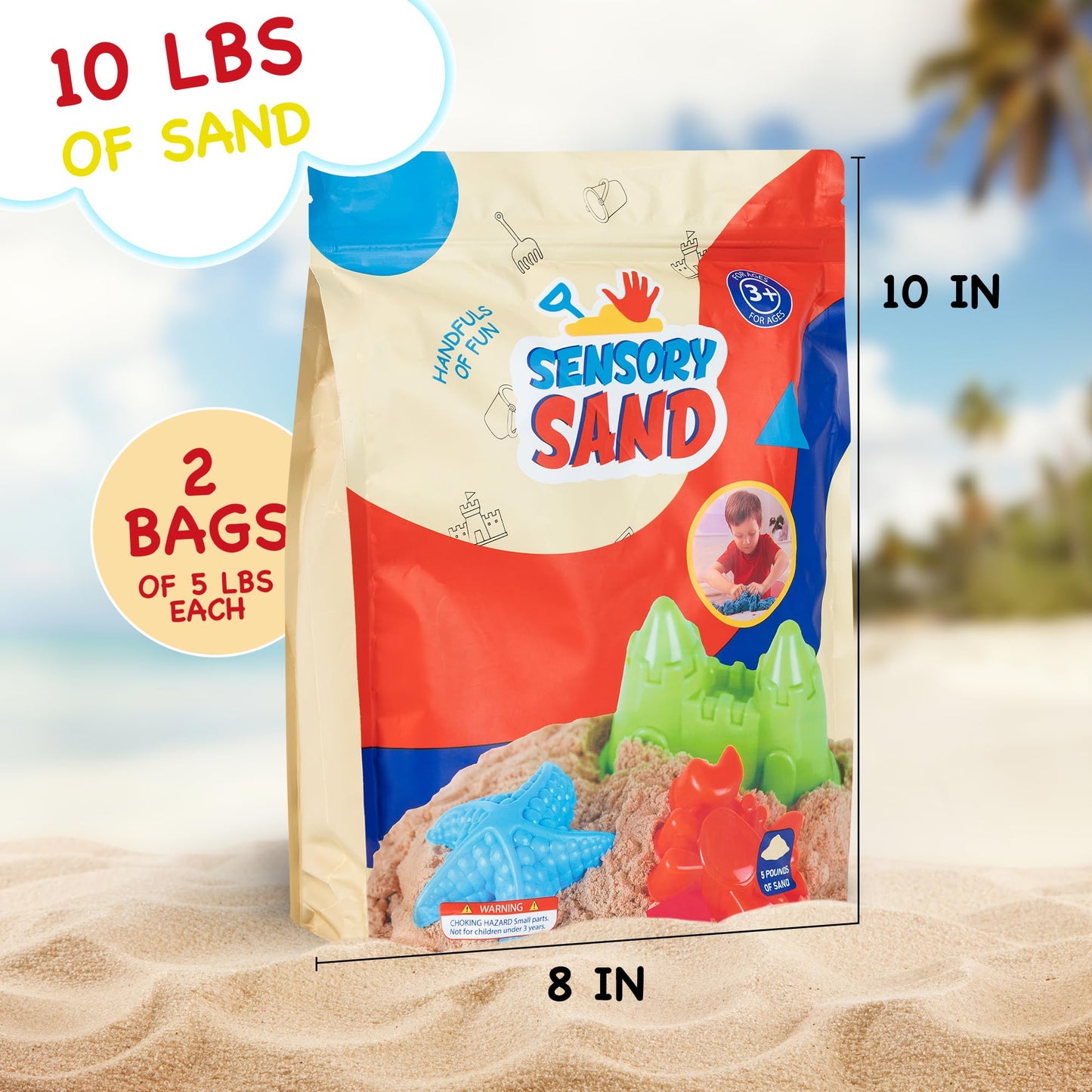 Sensory Sand Bulk 10 Pounds – Beige Moldable Indoor Playsand with Container | Sensory Sand