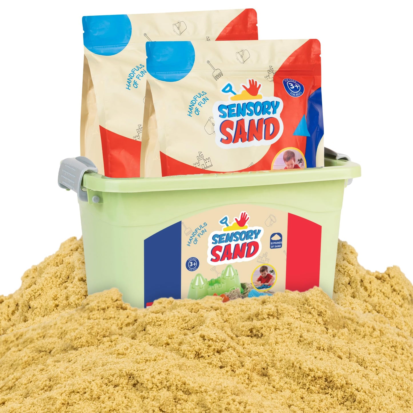 Sensory Sand Bulk 10 Pounds – Beige Moldable Indoor Playsand with Container | Sensory Sand
