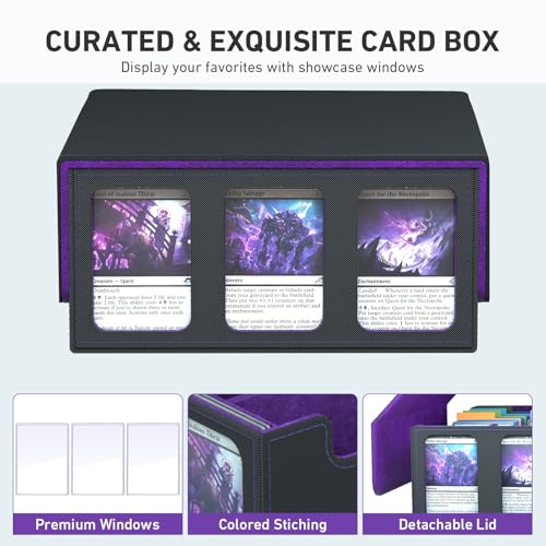SENVINI 3-Row Card Storage Box – 2,400+ Capacity, 24 Dividers, 3 Supports, Magnetic Closure