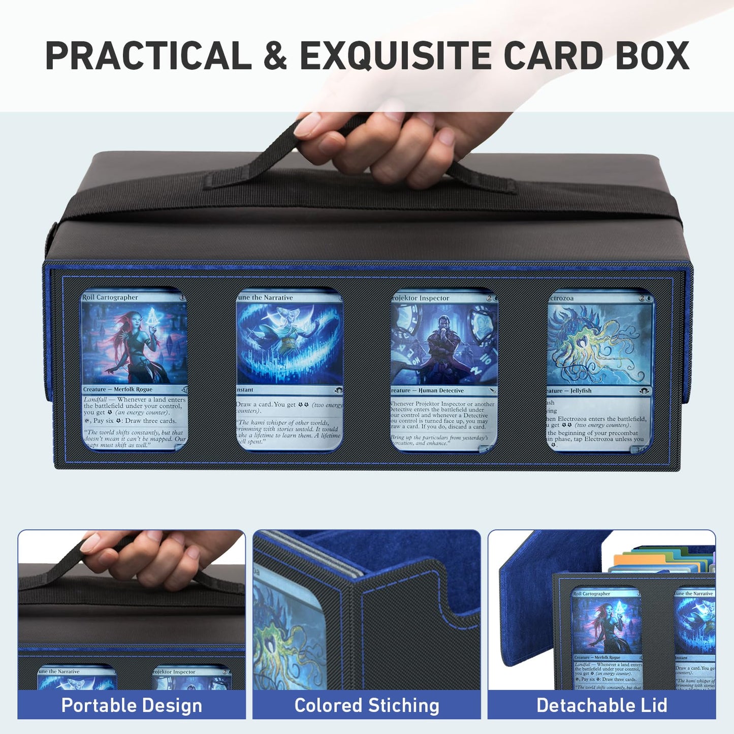 SENVINI 4-Row Trading Card Storage Box | 3200+ Cards, PU Leather, Magnetic Closure