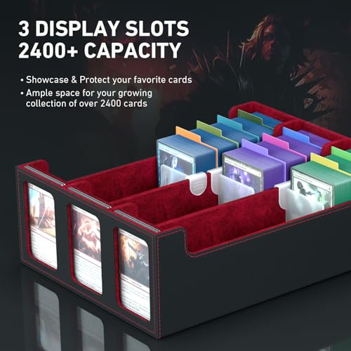 SENVINI 3-Row Trading Card Storage Box – 2400+ MTG Cards Organizer