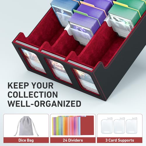 SENVINI 3-Row Trading Card Storage Box – 2400+ MTG Cards Organizer