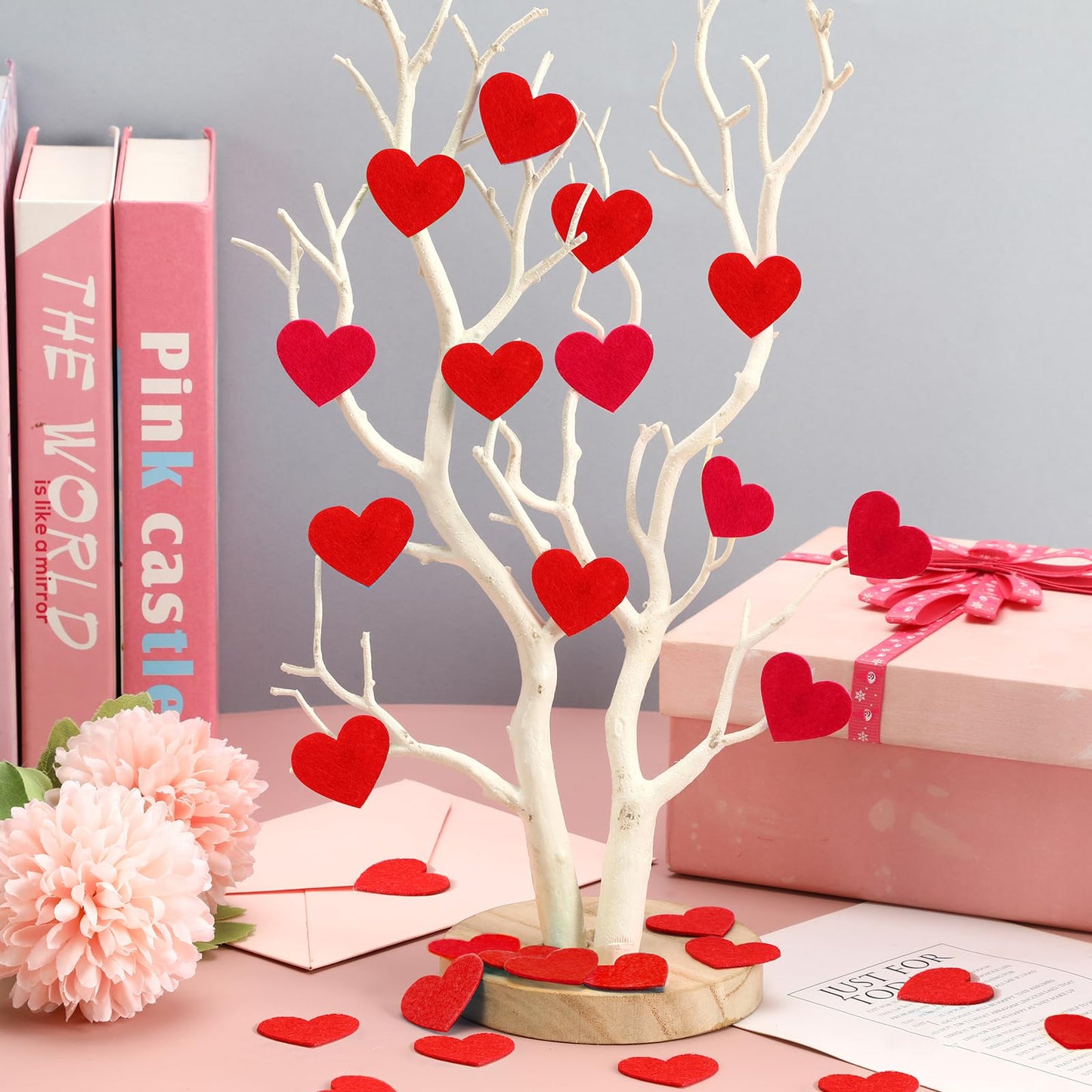 SEPGLITTER Valentine's Day Felt Hearts - 300 Pcs Red Felt Heart Shapes for Crafts & Wedding Decor