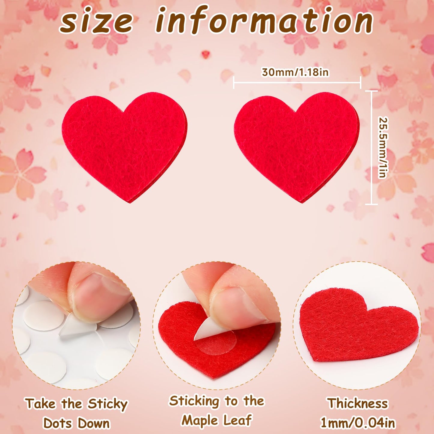 SEPGLITTER Valentine's Day Felt Hearts - 300 Pcs Red Felt Heart Shapes for Crafts & Wedding Decor