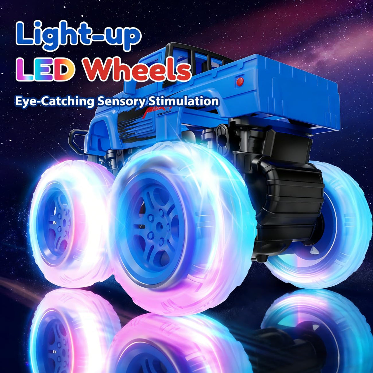 SEPHIX Monster Truck Toys – 2-Pack Light-Up Inertia Trucks for Kids 2-8