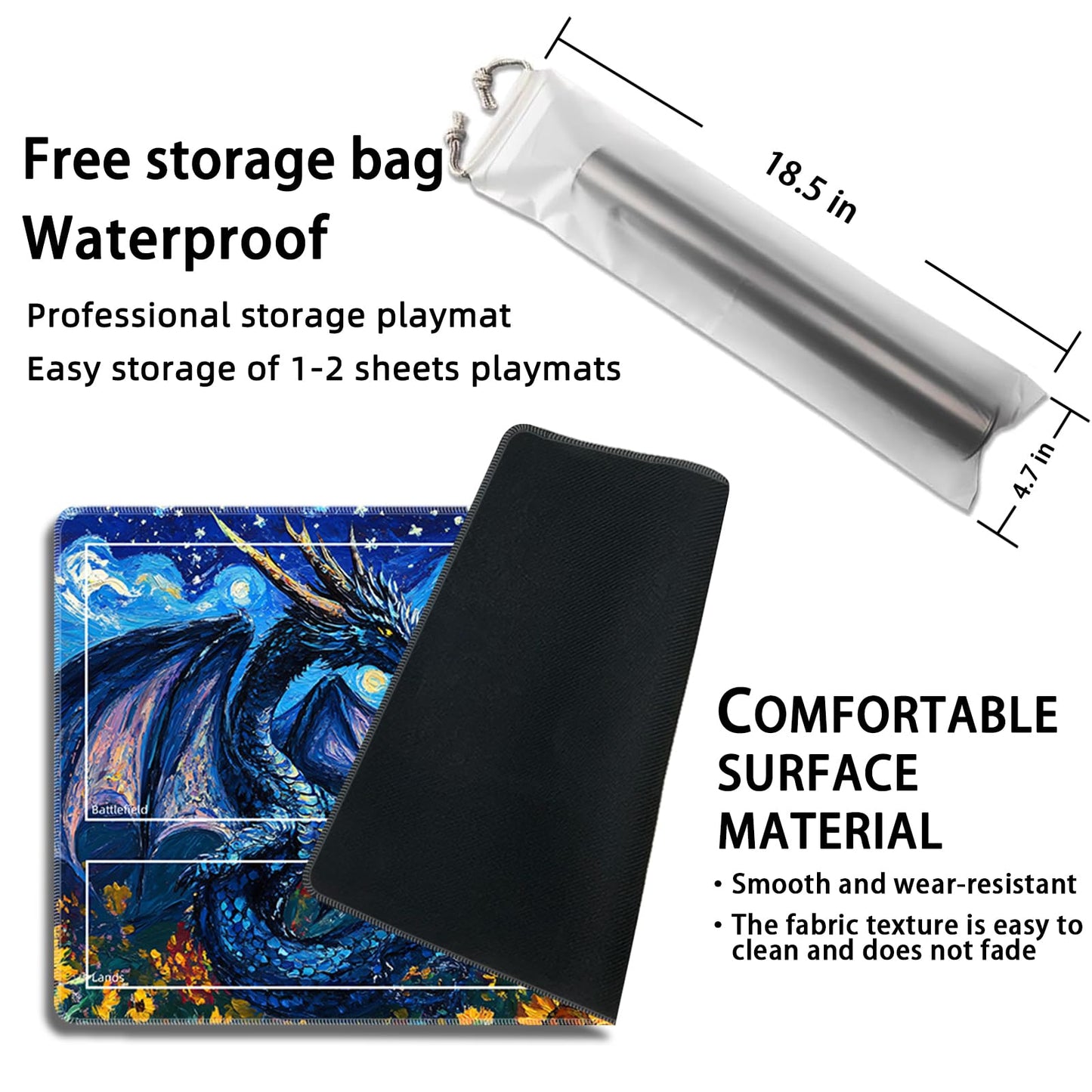 Sepmat MTG Playmat with Zones – 24 x 14 Inches, Non-Slip, Stitched Edges, Free Storage Bag