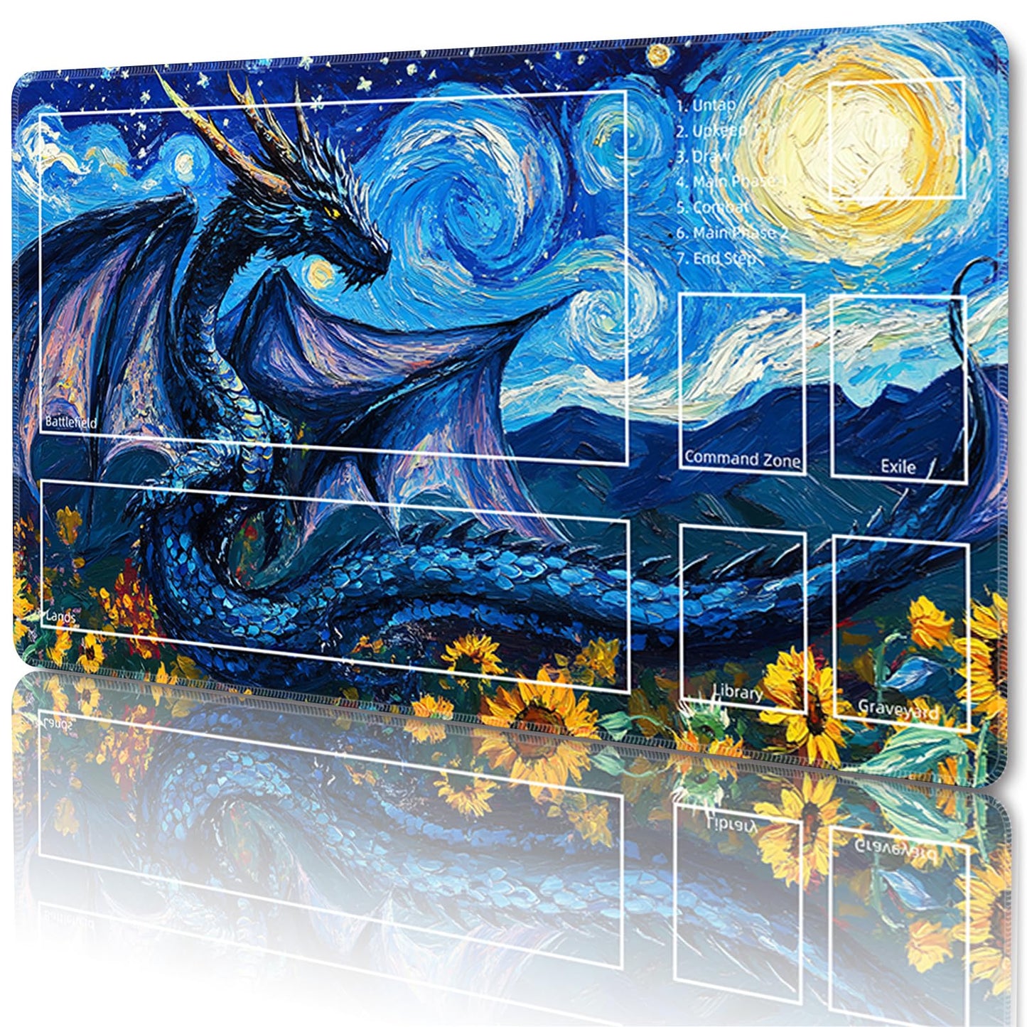 Sepmat MTG Playmat with Zones – 24 x 14 Inches, Non-Slip, Stitched Edges, Free Storage Bag