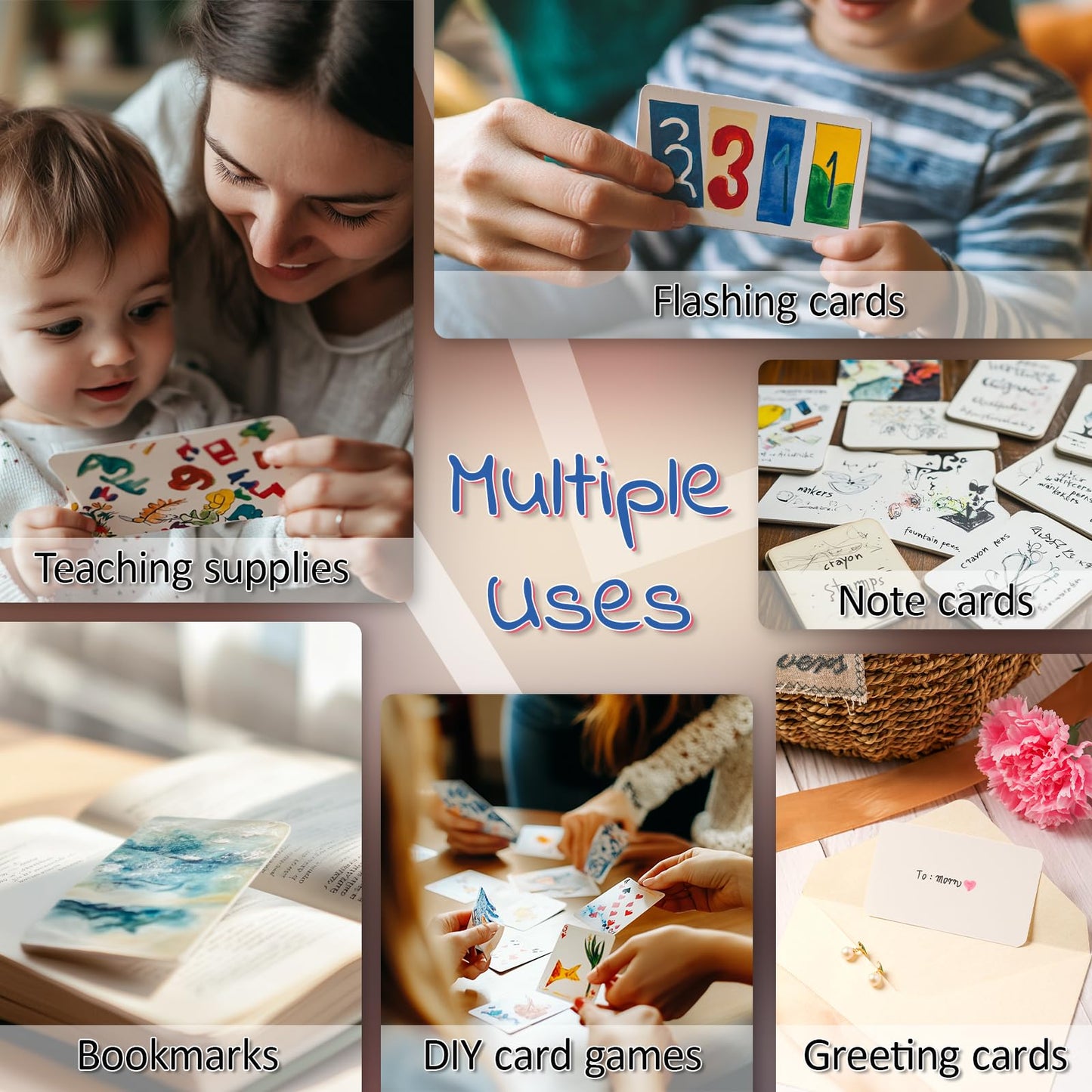 SeptCity Blank Playing Cards - 324 Cards for DIY Games, Learning & Art