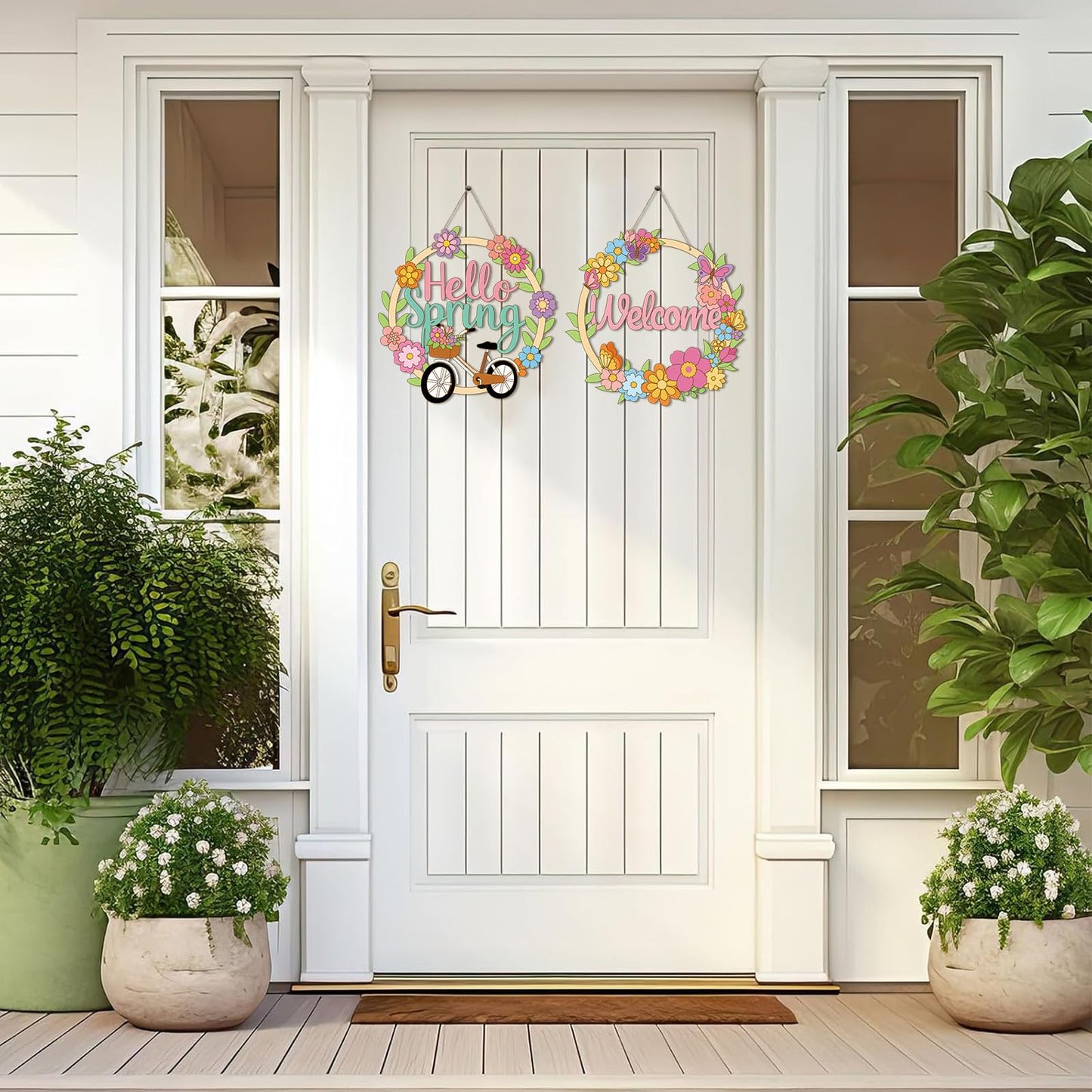 Sereliy 4 Pcs Spring Coloring Wreath Crafts – DIY Color Your Own Paper Wreath Kit