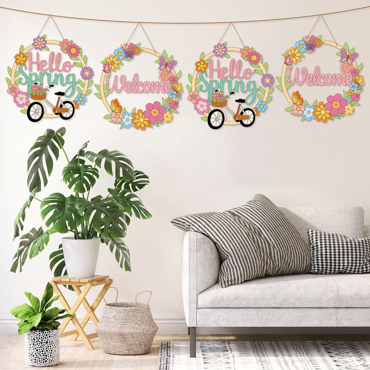 Sereliy 4 Pcs Spring Coloring Wreath Crafts – DIY Color Your Own Paper Wreath Kit