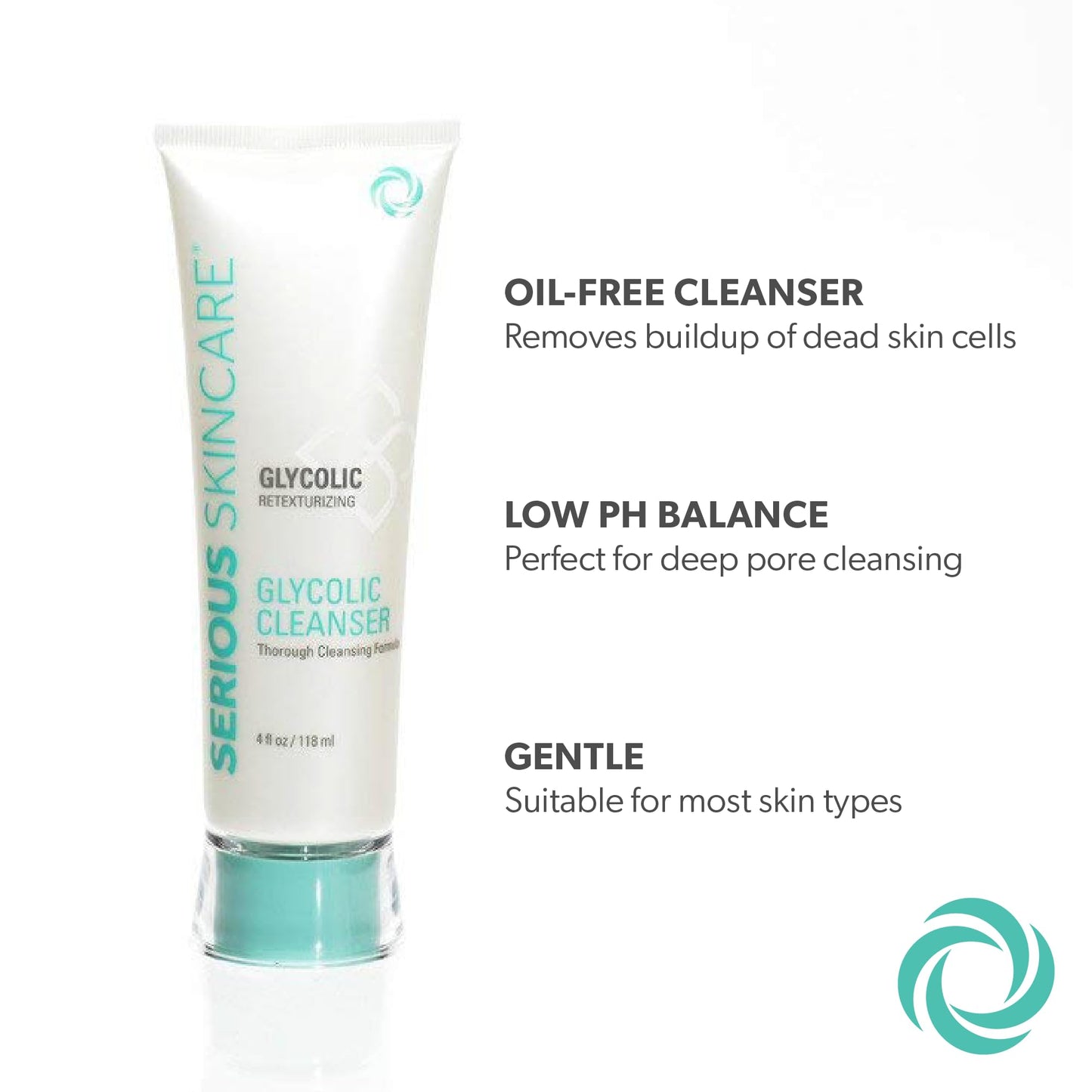 Serious Skincare Glycolic Cleanser – Daily Exfoliating Face Wash with 10% Glycolic