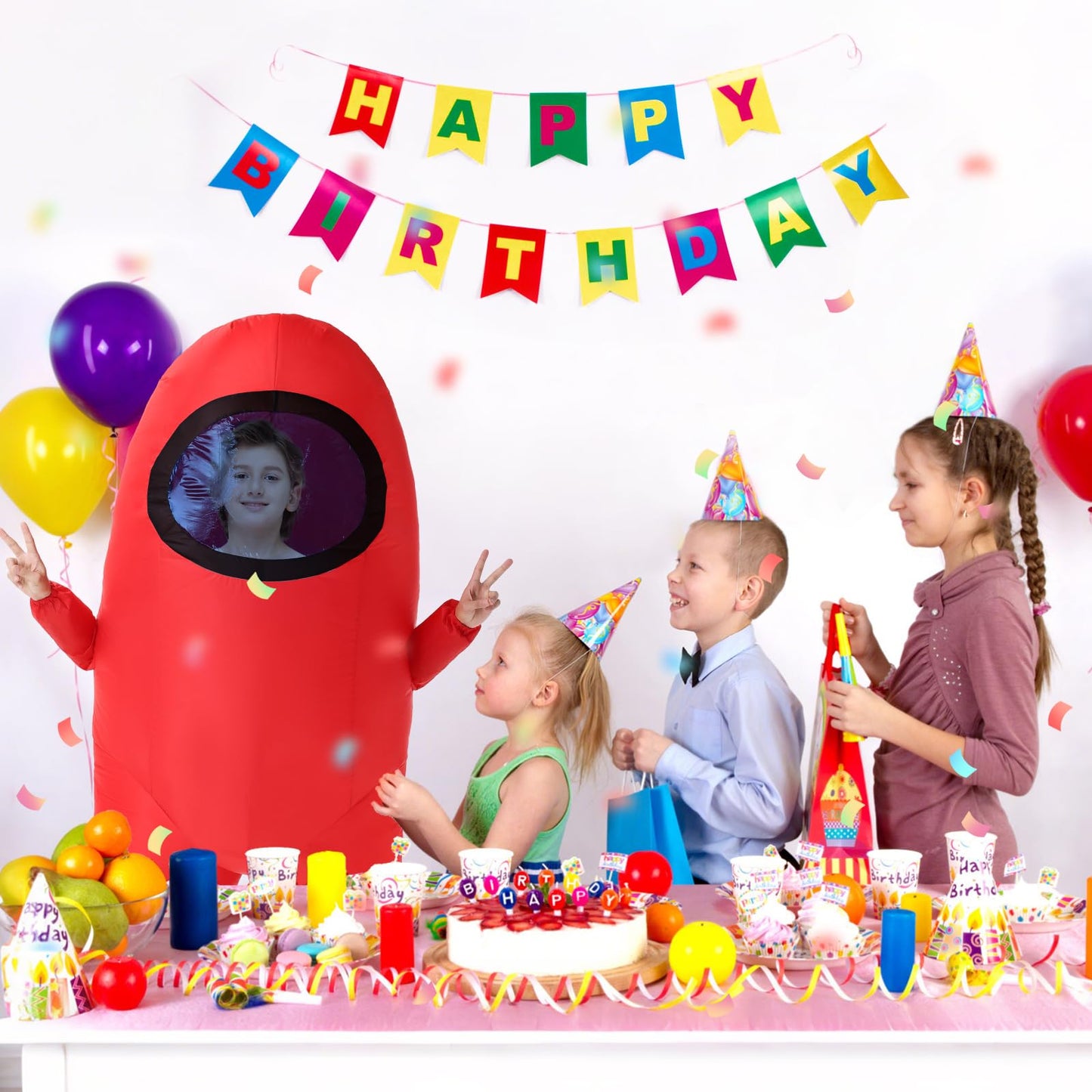 Servllcell Inflatable Astronaut Costume for Kids | Red Space Dress-Up