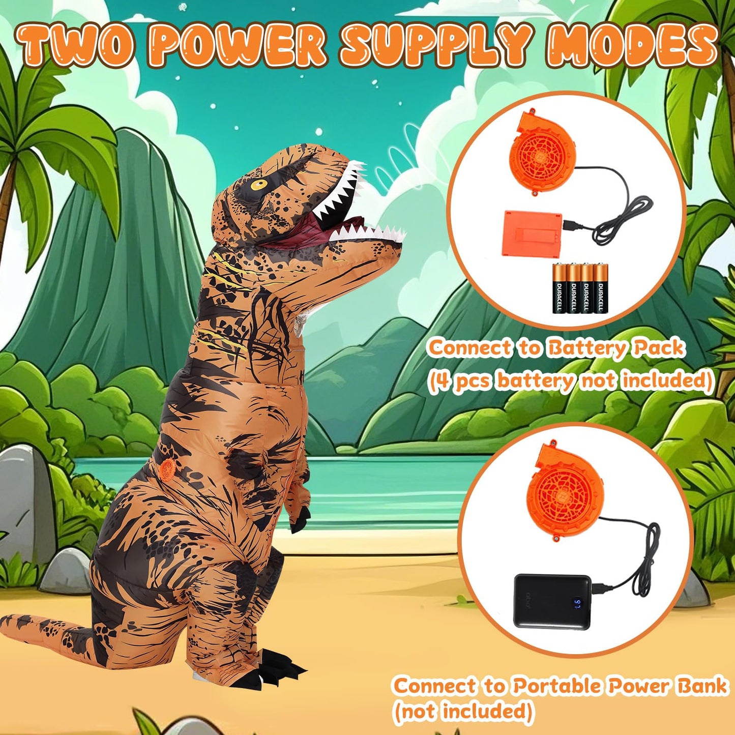 Servllcell Inflatable Dinosaur Costume for Kids | T-Rex Blow Up Costume for Boys & Girls