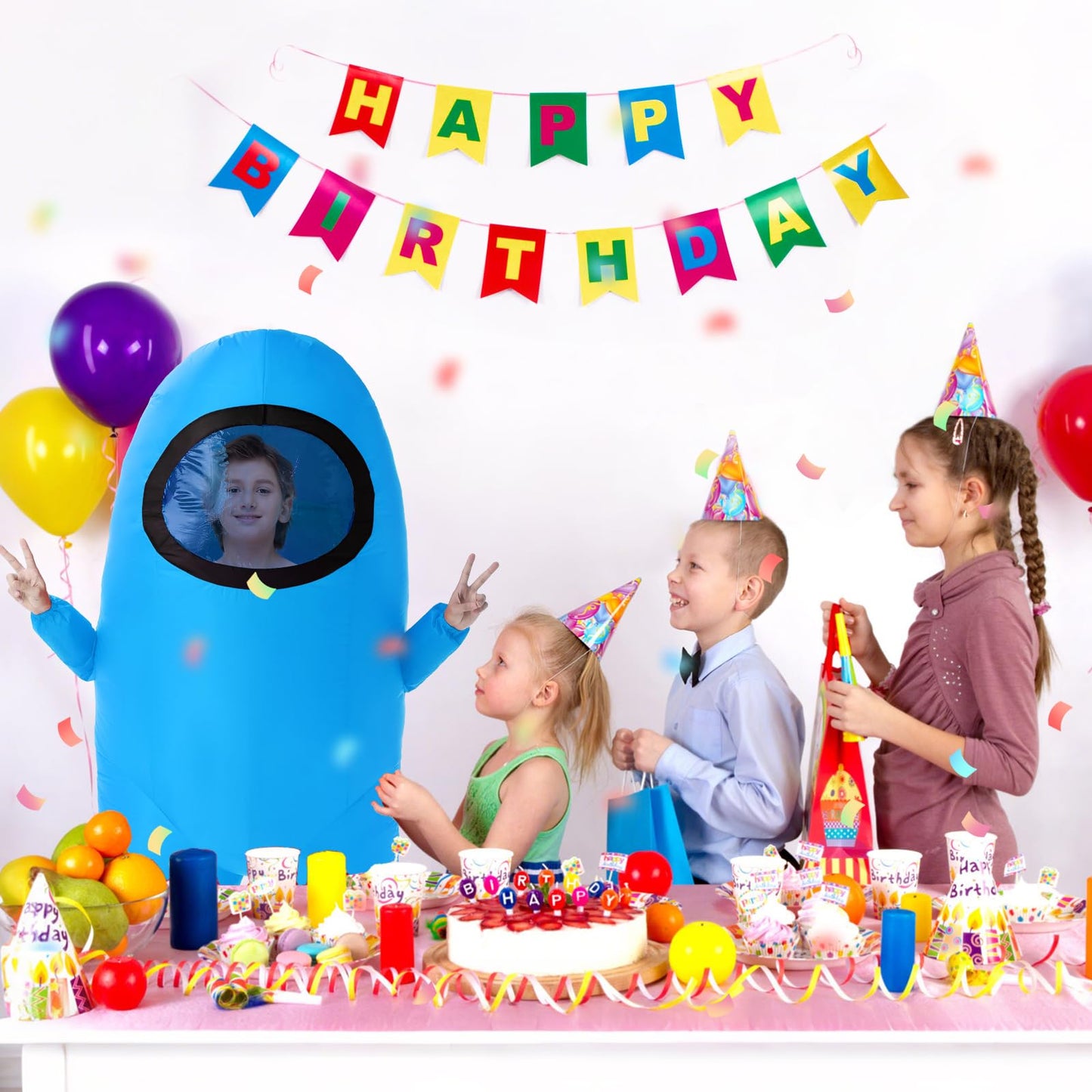 Servllcell Inflatable Kids Astronaut Costume - Quick-Inflate Space Suit for Halloween & Play
