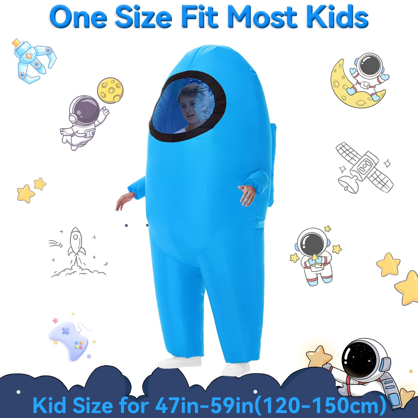 Servllcell Inflatable Kids Astronaut Costume - Quick-Inflate Space Suit for Halloween & Play