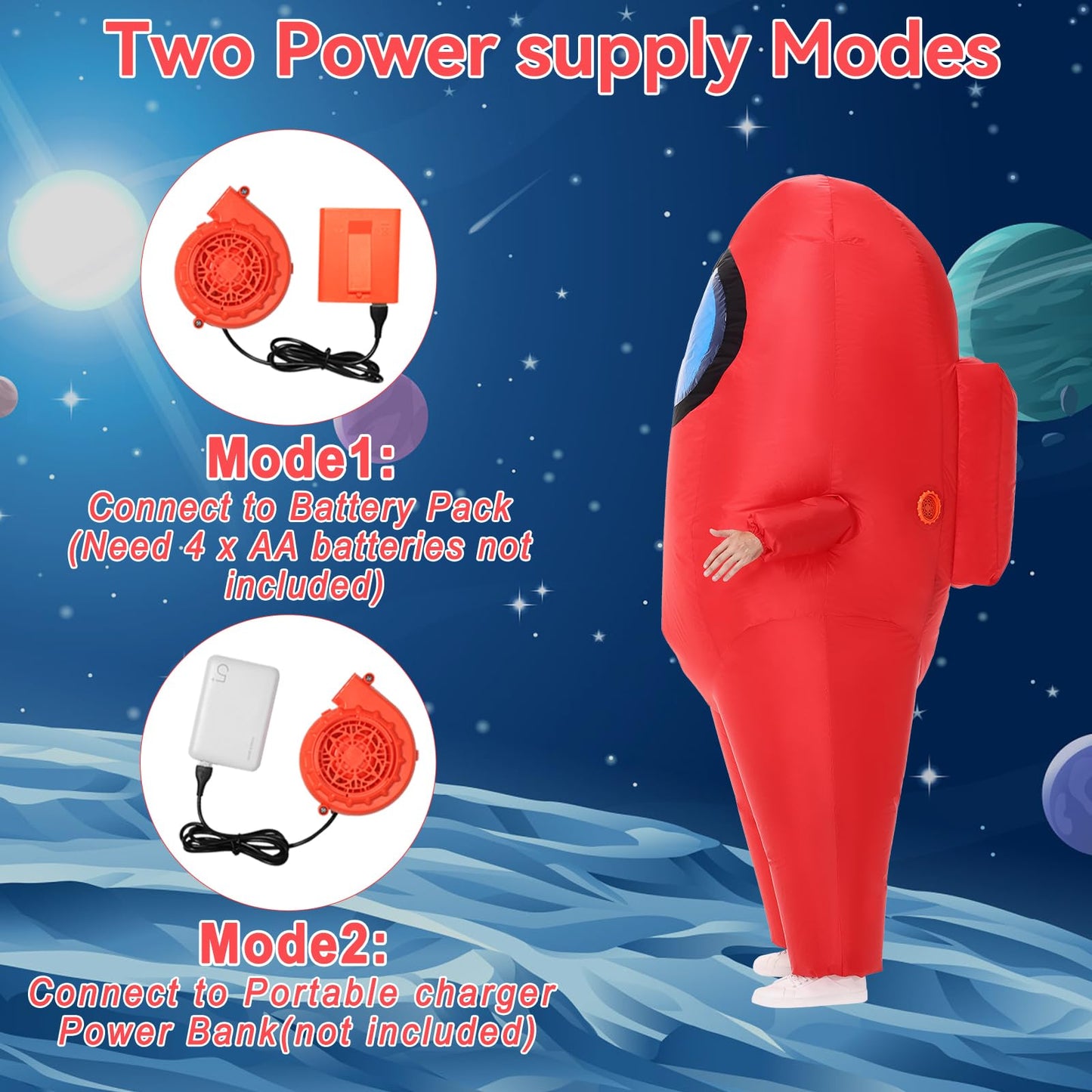 Servllcell Inflatable Astronaut Costume for Kids | Red Space Dress-Up