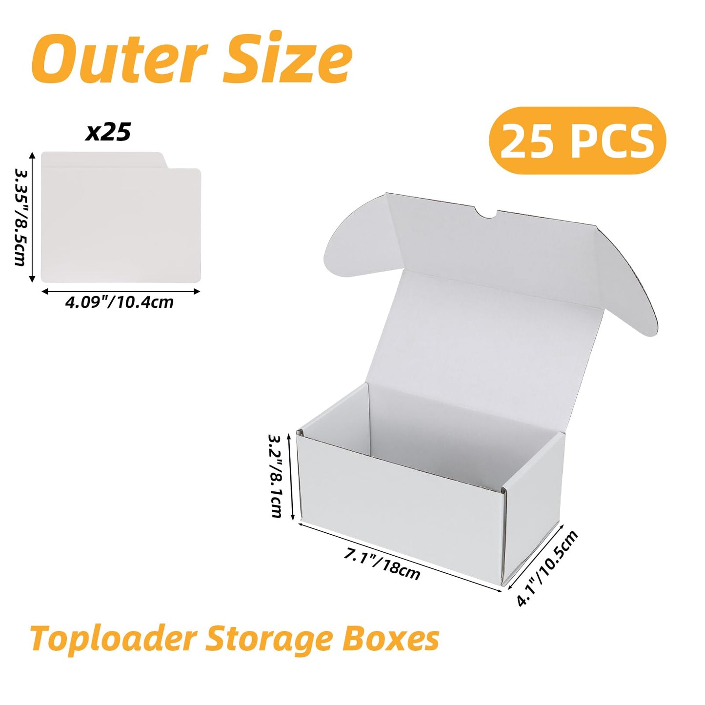 Serwrsw Bulk 200-Count Card Toploader Box – 25 Pack, All White Cardboard Boxes for 5,000 Cards (35pt 3x4 inch Toploaders)