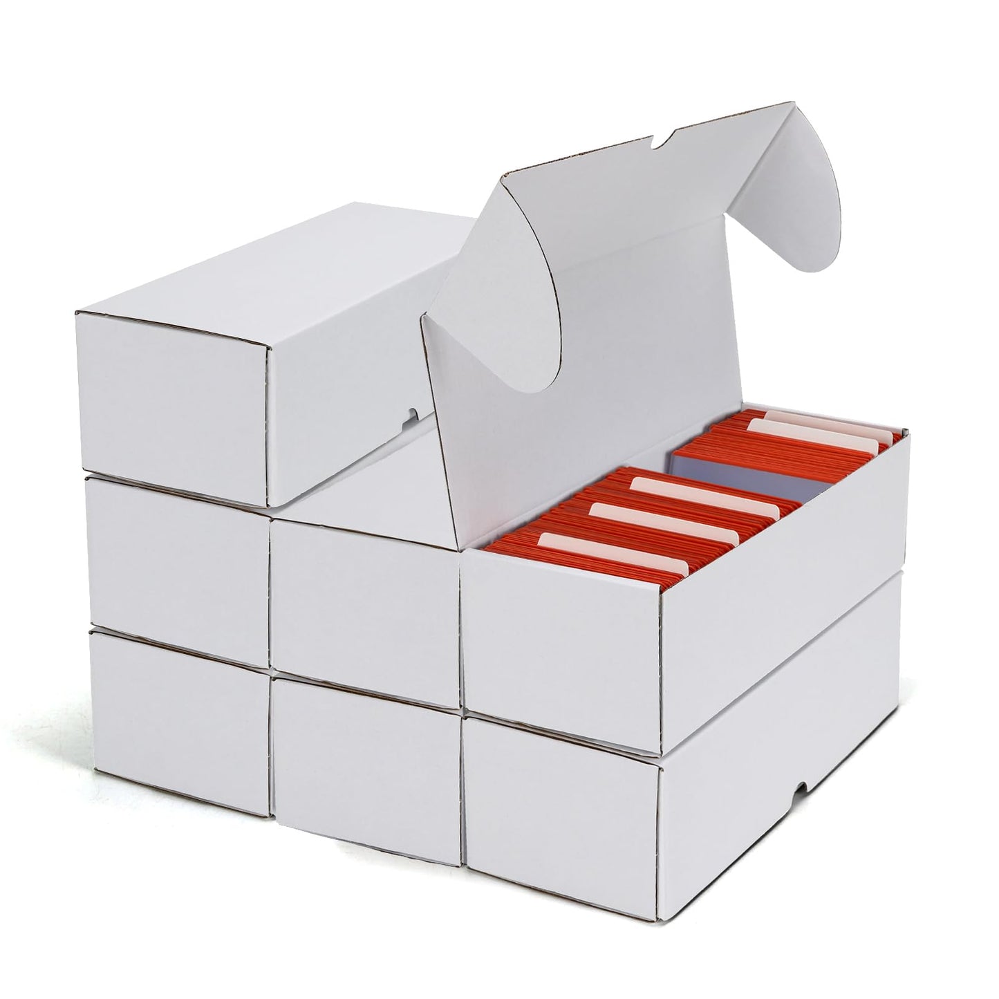Serwrsw Bulk 200-Count Card Toploader Box – 25 Pack, All White Cardboard Boxes for 5,000 Cards (35pt 3x4 inch Toploaders)