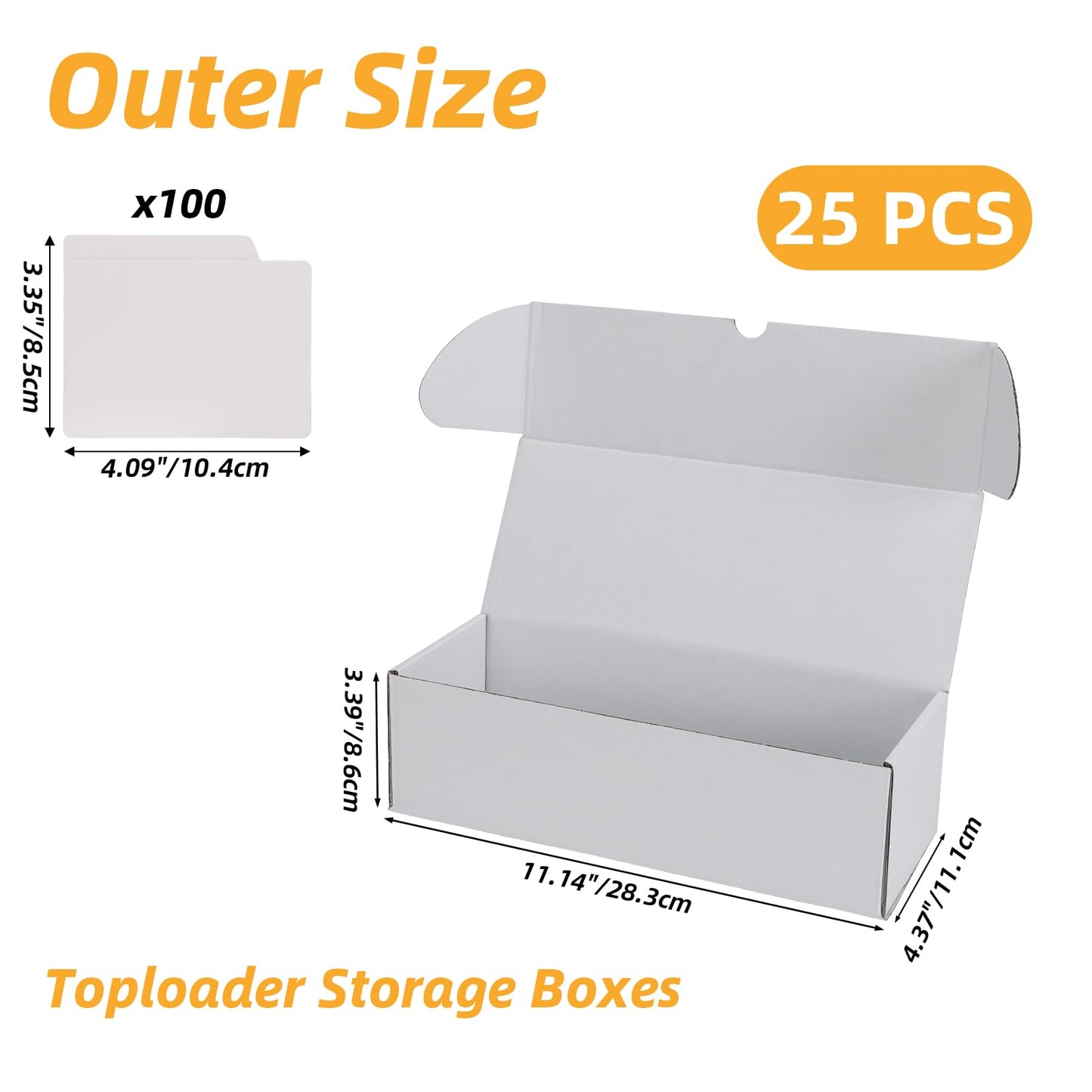 Serwrsw Bulk 25-Pack Card Toploaders Storage Boxes — 300-Card Capacity Each (7500 Total)