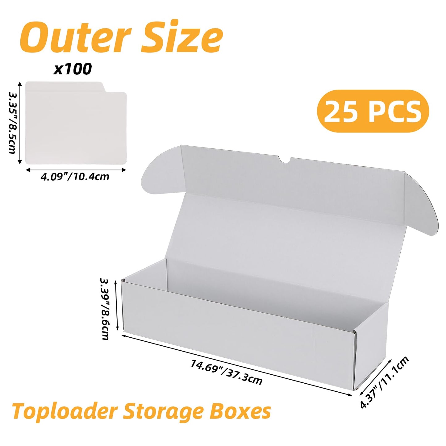Serwrsw Bulk 400-Card Toploaders Box | 25-Pack White Cardboard Shipping Boxes