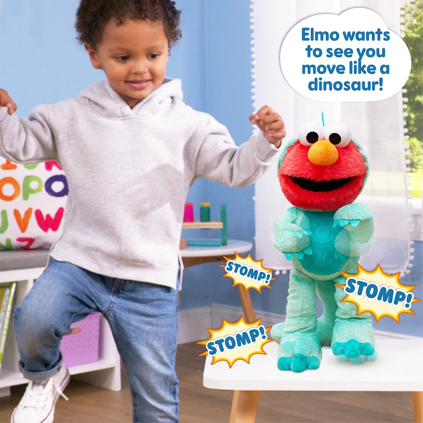 Sesame Street Dino Stomp Elmo 13-Inch Plush — Sings & Dances