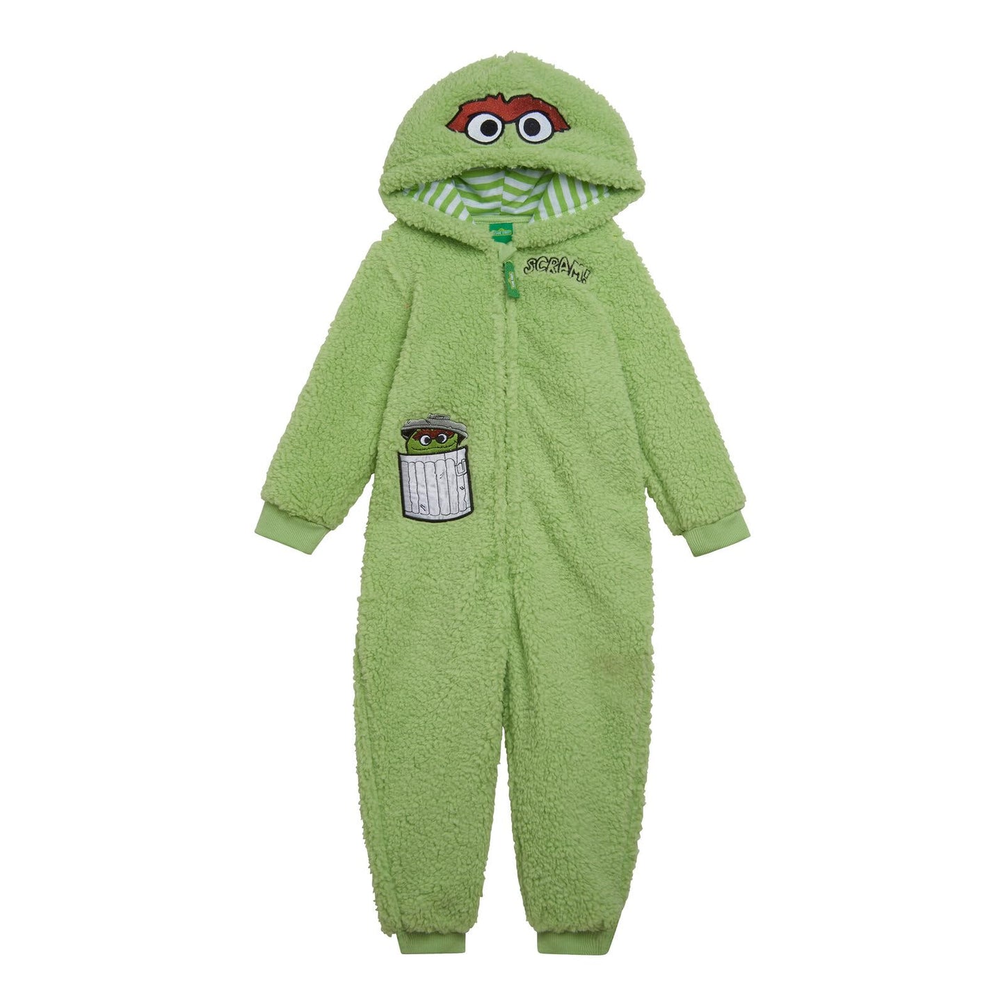 Sesame Street Oscar the Grouch Infant Cozy Sherpa Zip-Up Coverall – 12 Months