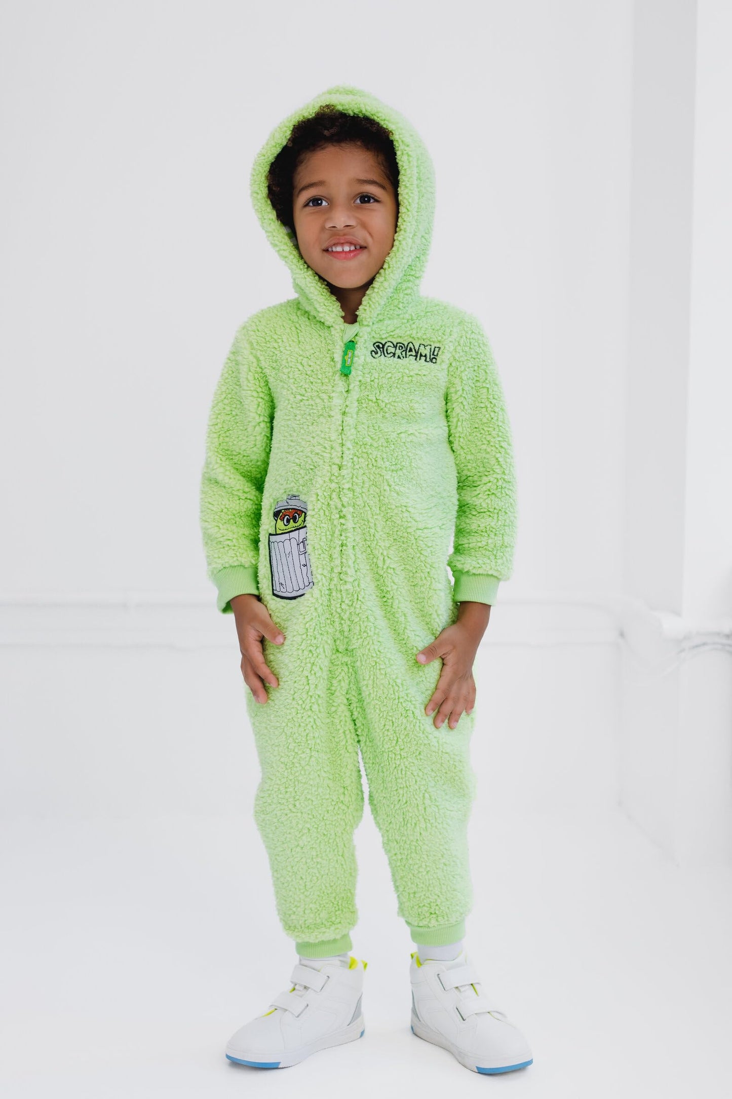 Sesame Street Oscar the Grouch Infant Cozy Sherpa Zip-Up Coverall – 12 Months