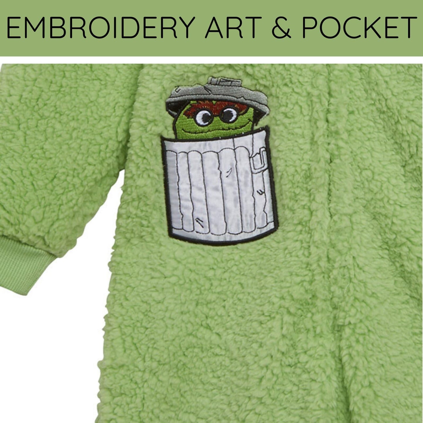 Sesame Street Oscar the Grouch Infant Cozy Sherpa Zip-Up Coverall – 12 Months