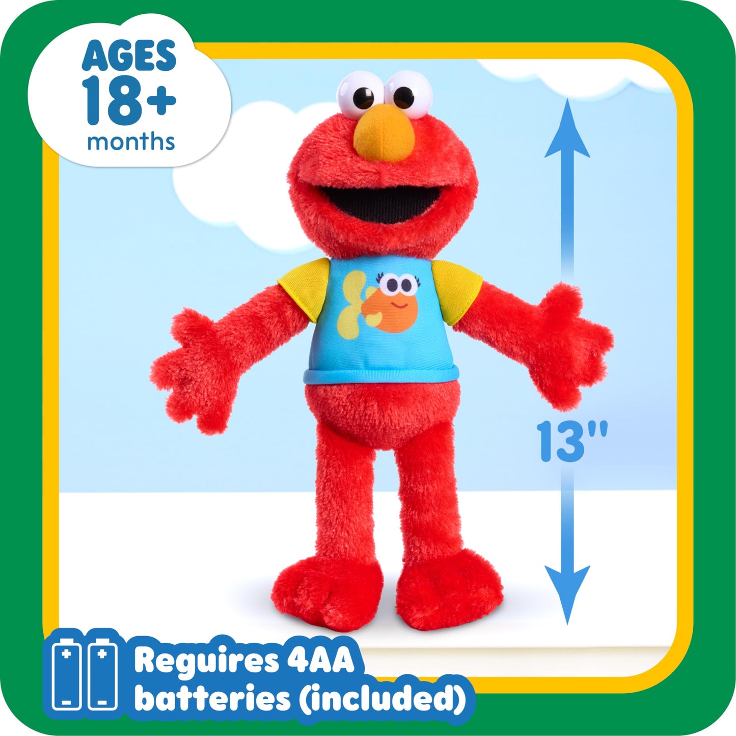 Sesame Street Sing-Along Elmo Plush – 13-Inch Lights & Sounds | Just Play
