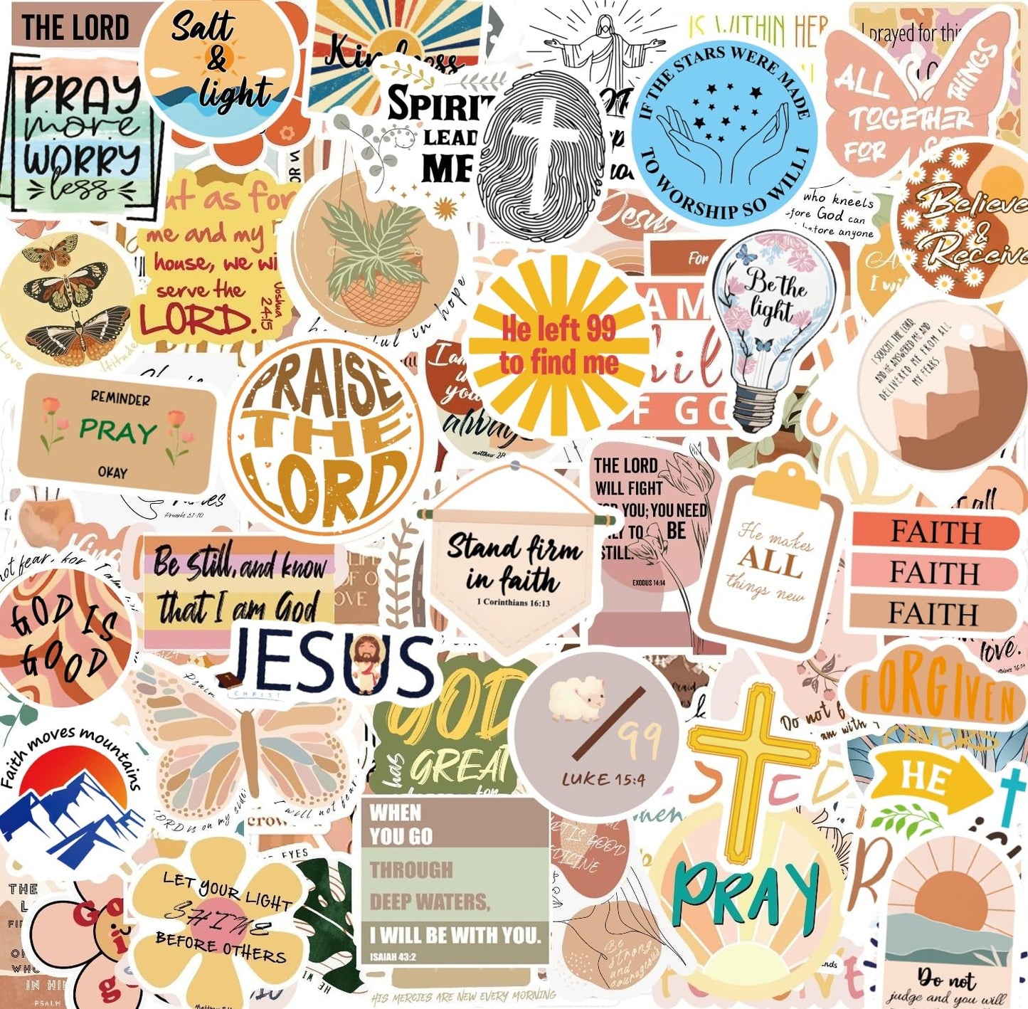 Sesunbla 200 Pcs Prayer Board Bible Stickers – Boho Christian Vinyl for Water Bottles, Journals & Bible Study