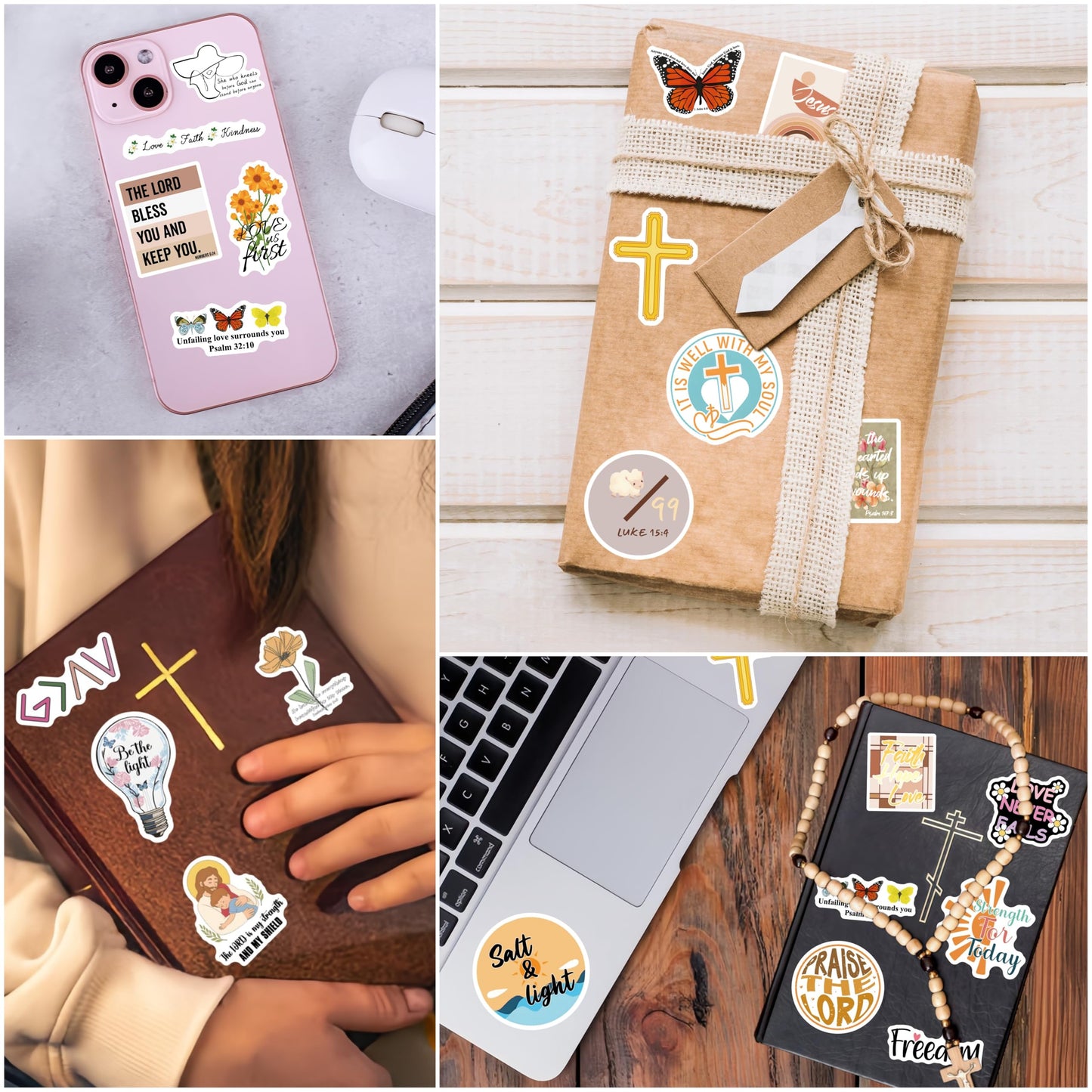 Sesunbla 200 Pcs Prayer Board Bible Stickers – Boho Christian Vinyl for Water Bottles, Journals & Bible Study