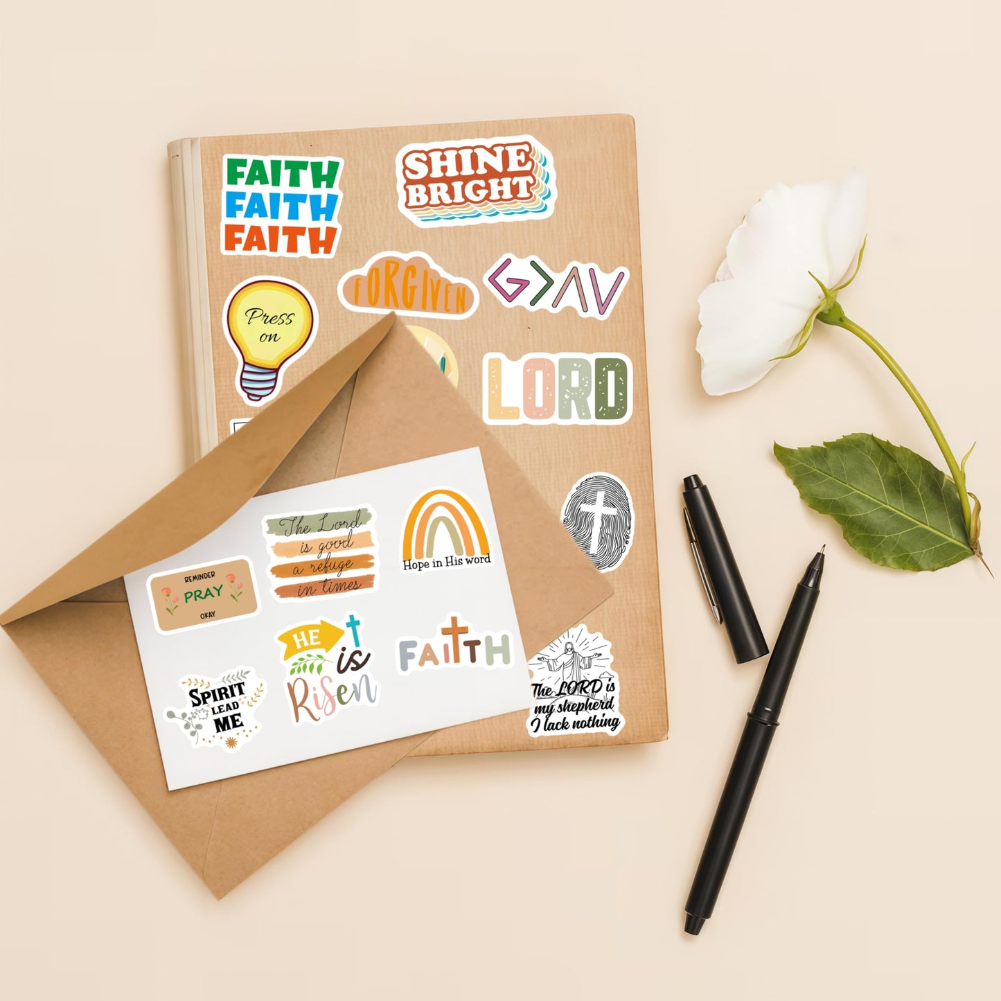 Sesunbla 200 Pcs Prayer Board Bible Stickers – Boho Christian Vinyl for Water Bottles, Journals & Bible Study
