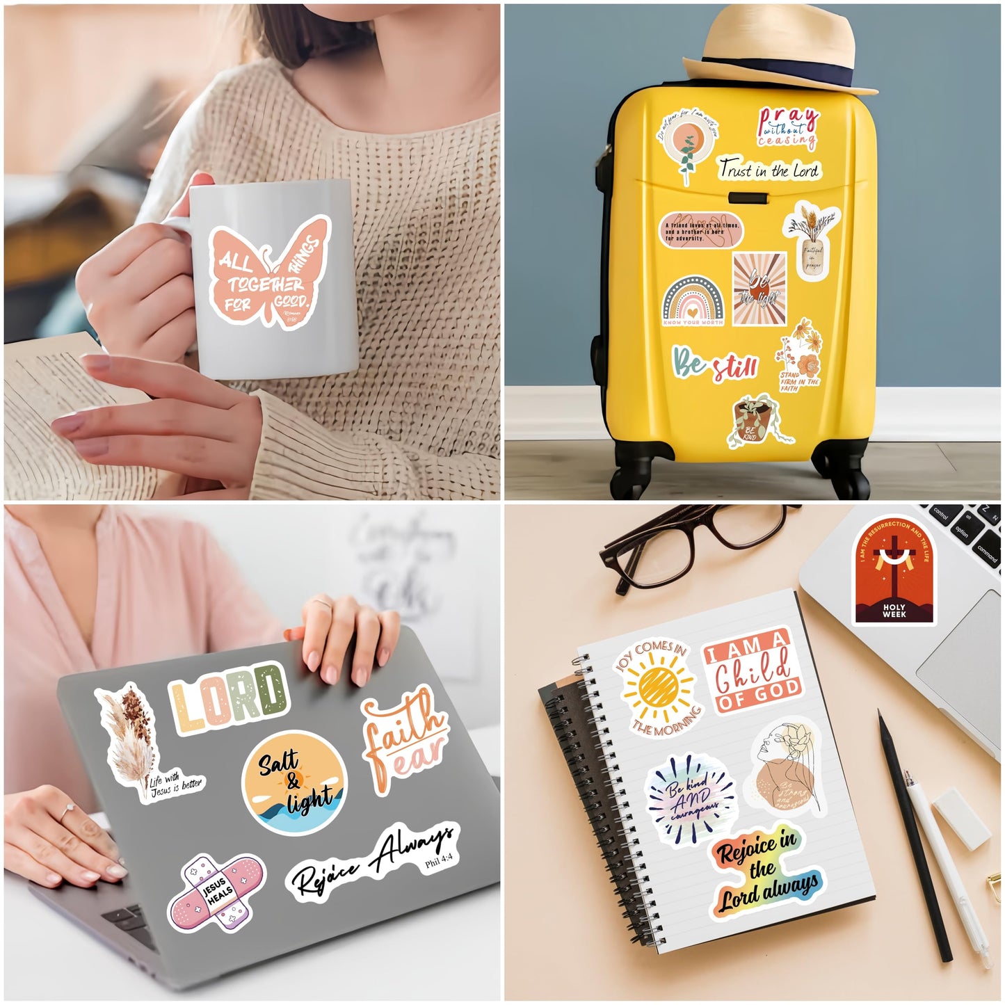 Sesunbla 200 Pcs Prayer Board Bible Stickers – Boho Christian Vinyl for Water Bottles, Journals & Bible Study