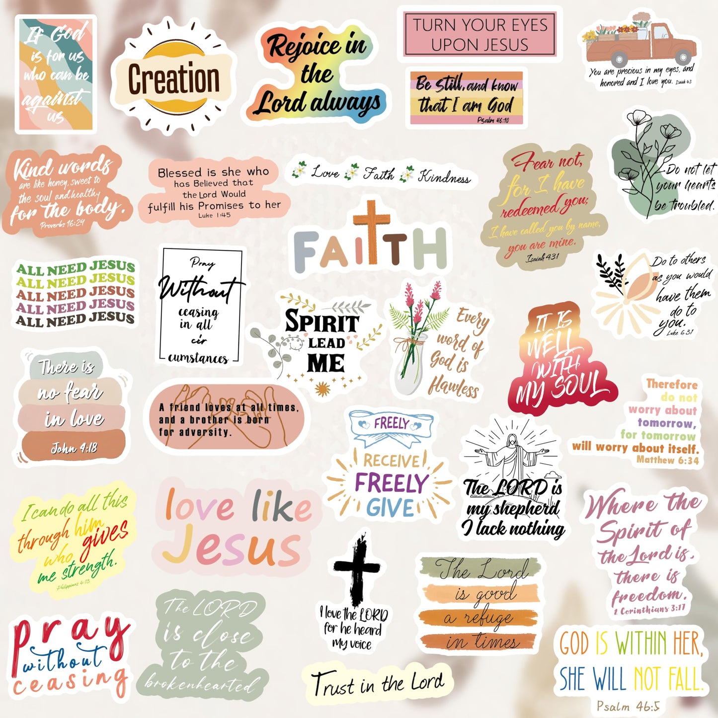 Sesunbla 200 Pcs Prayer Board Bible Stickers – Boho Christian Vinyl for Water Bottles, Journals & Bible Study
