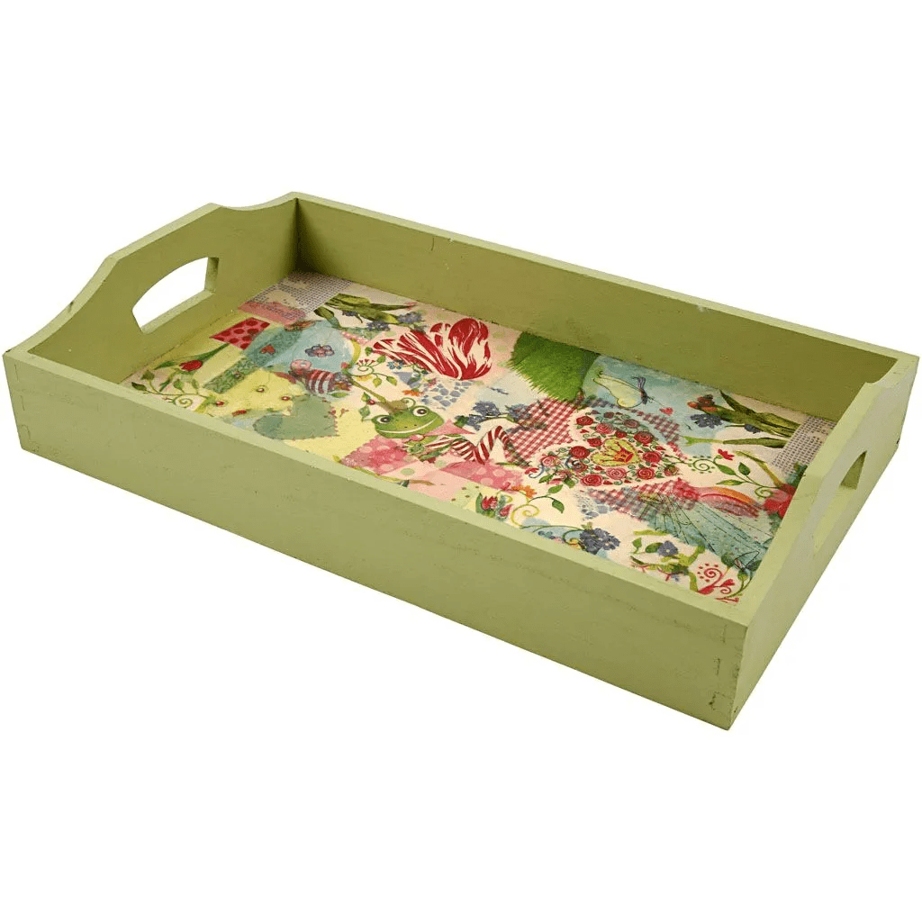 Set Of 6 x Wooden Serving Breakfast Tray Trays With Handles Decorate Or Paint